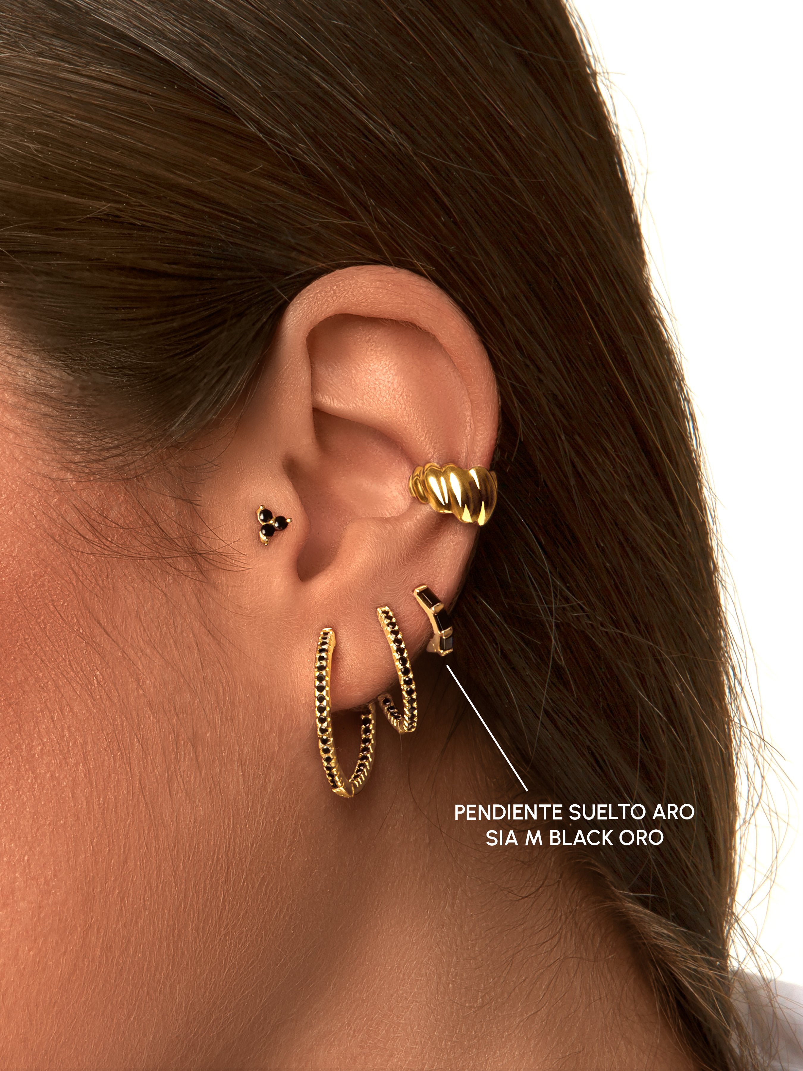 Sia M Black Gold Hoop Single Earring
