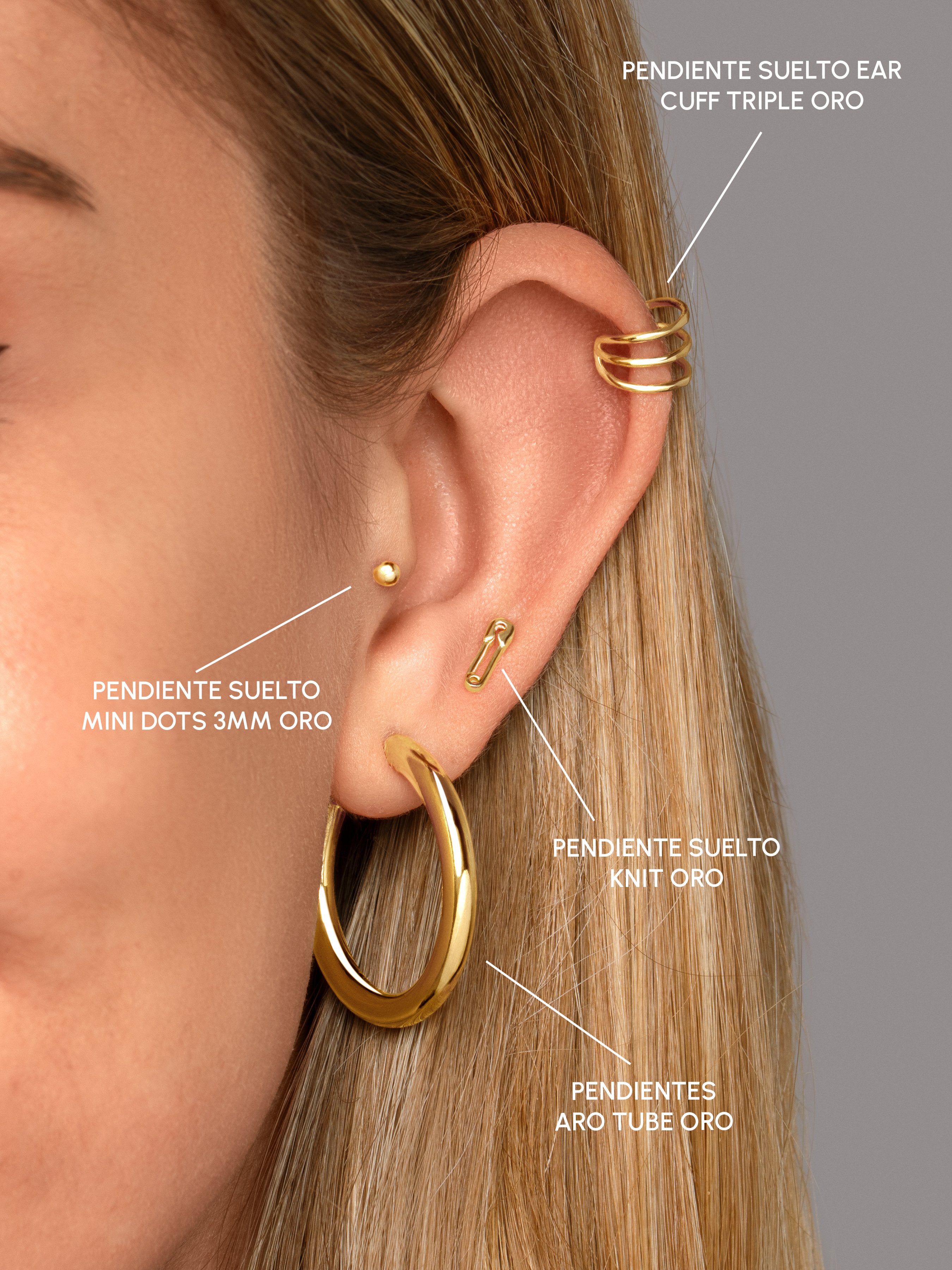 Triple Gold Ear Cuff Single Earring