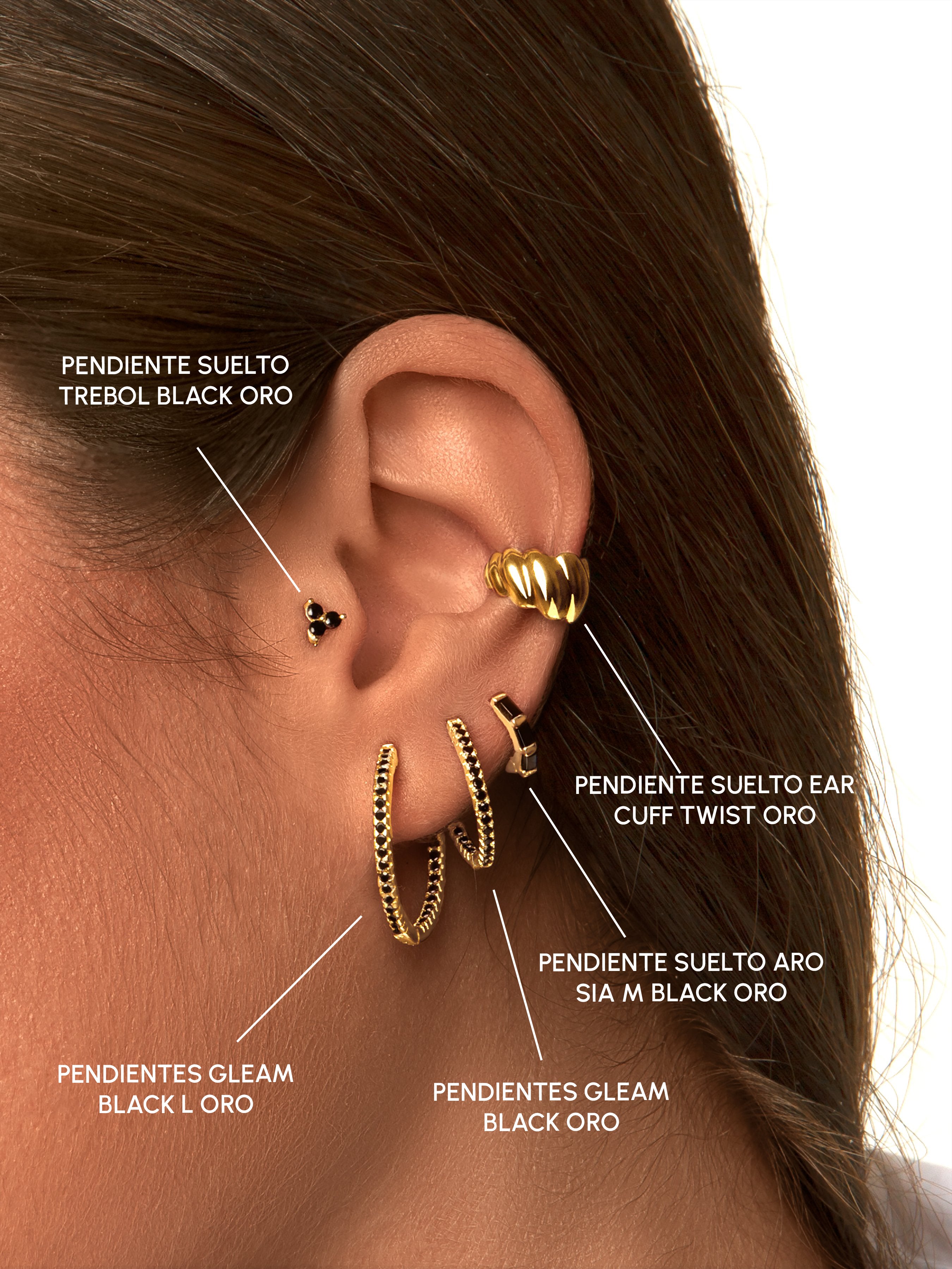 Black Clover Gold Single Earring