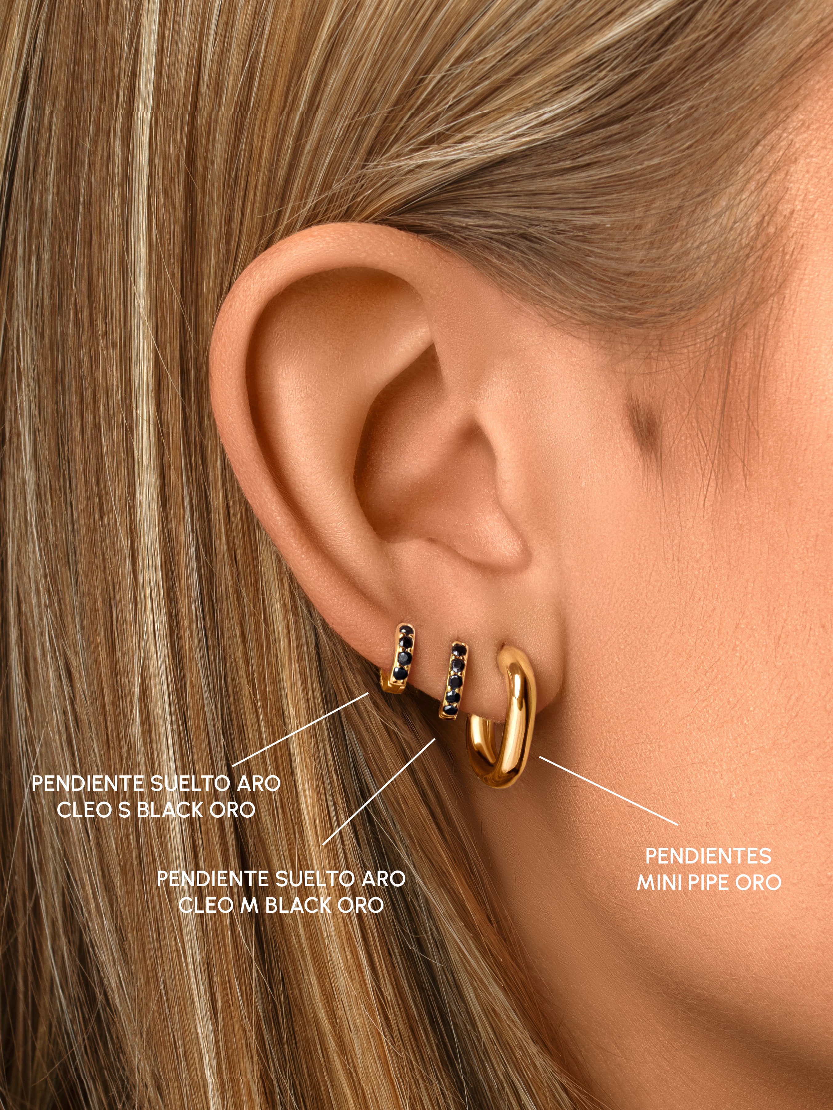 Cleo S Black Gold Hoop Single Earring