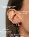 Cross Hoop Silver Earrings