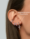 Cross Hoop Silver Earrings