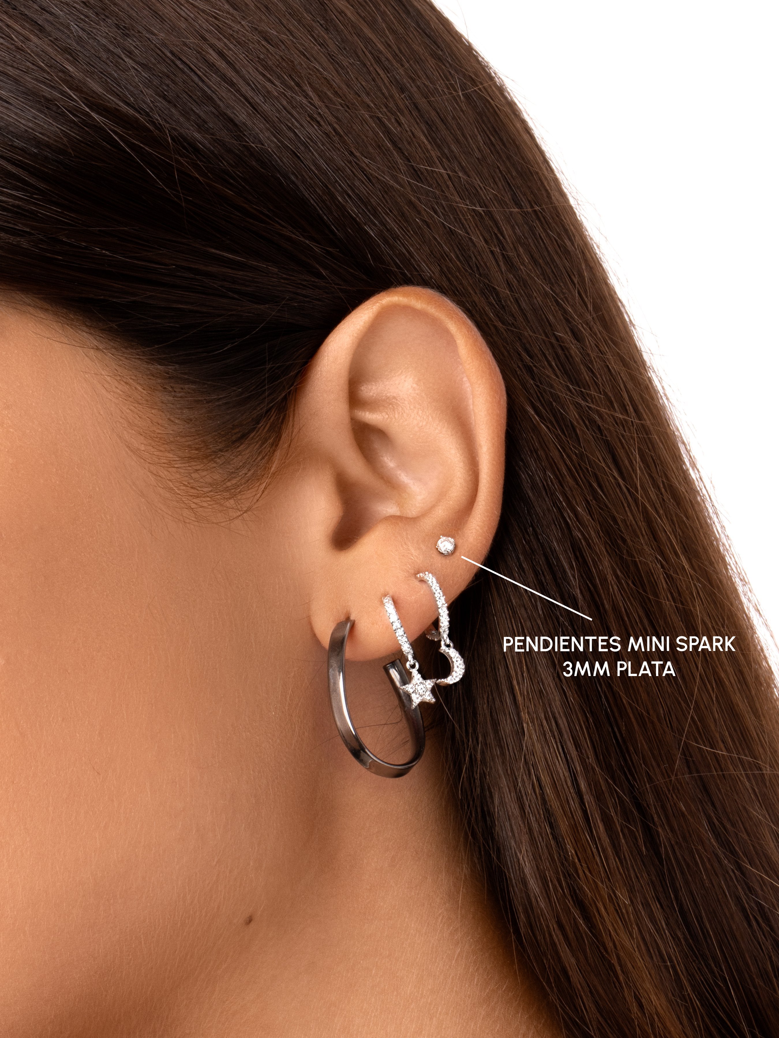 Mini Spark 3mm Silver Earrings