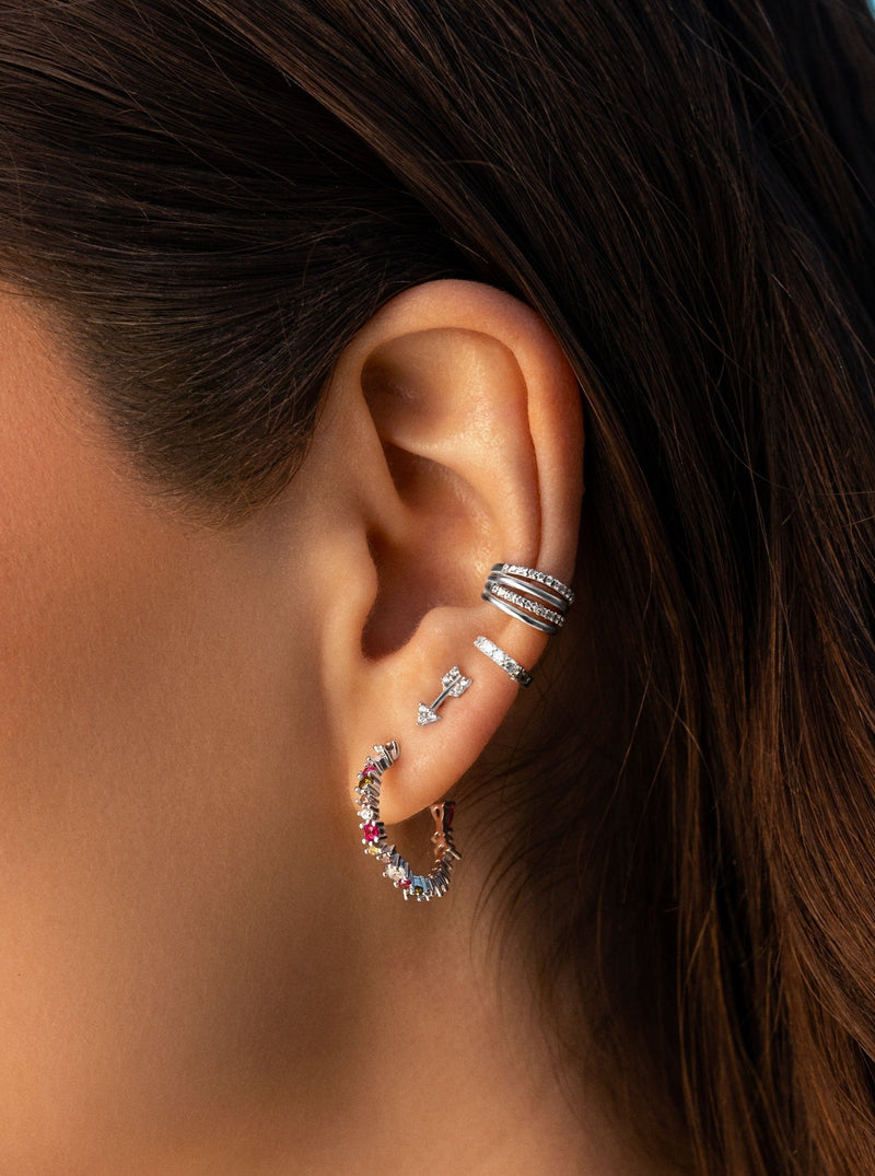 Estellar Colors Silver Hoop Earrings