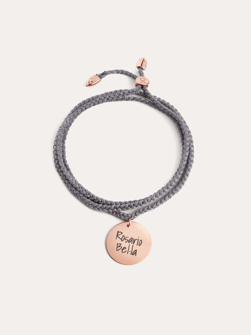 Pulseira Personalizada Dream Chic Cinza Escuro Prata Banho de Ouro Rosa