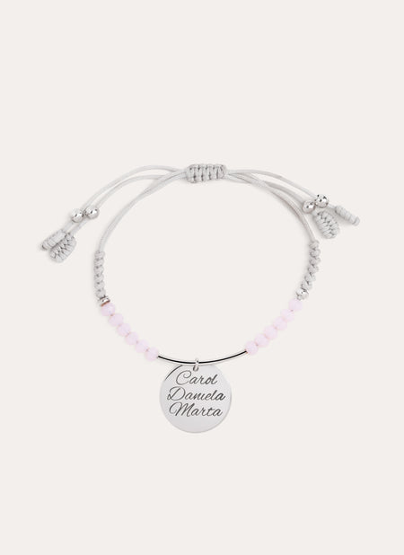 Dream Pink Personalized Silver Bracelet
