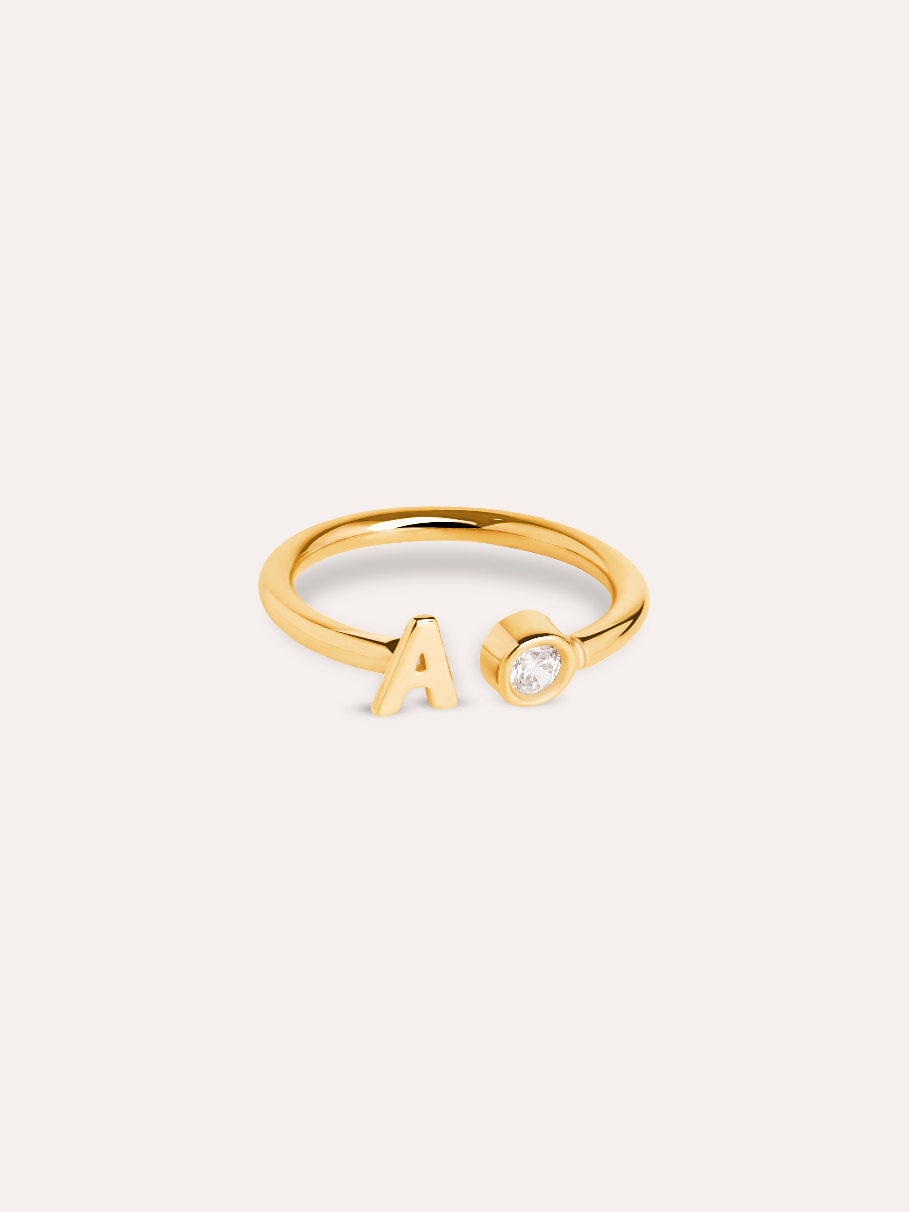 Letter Diamond Personalized Gold Ring
