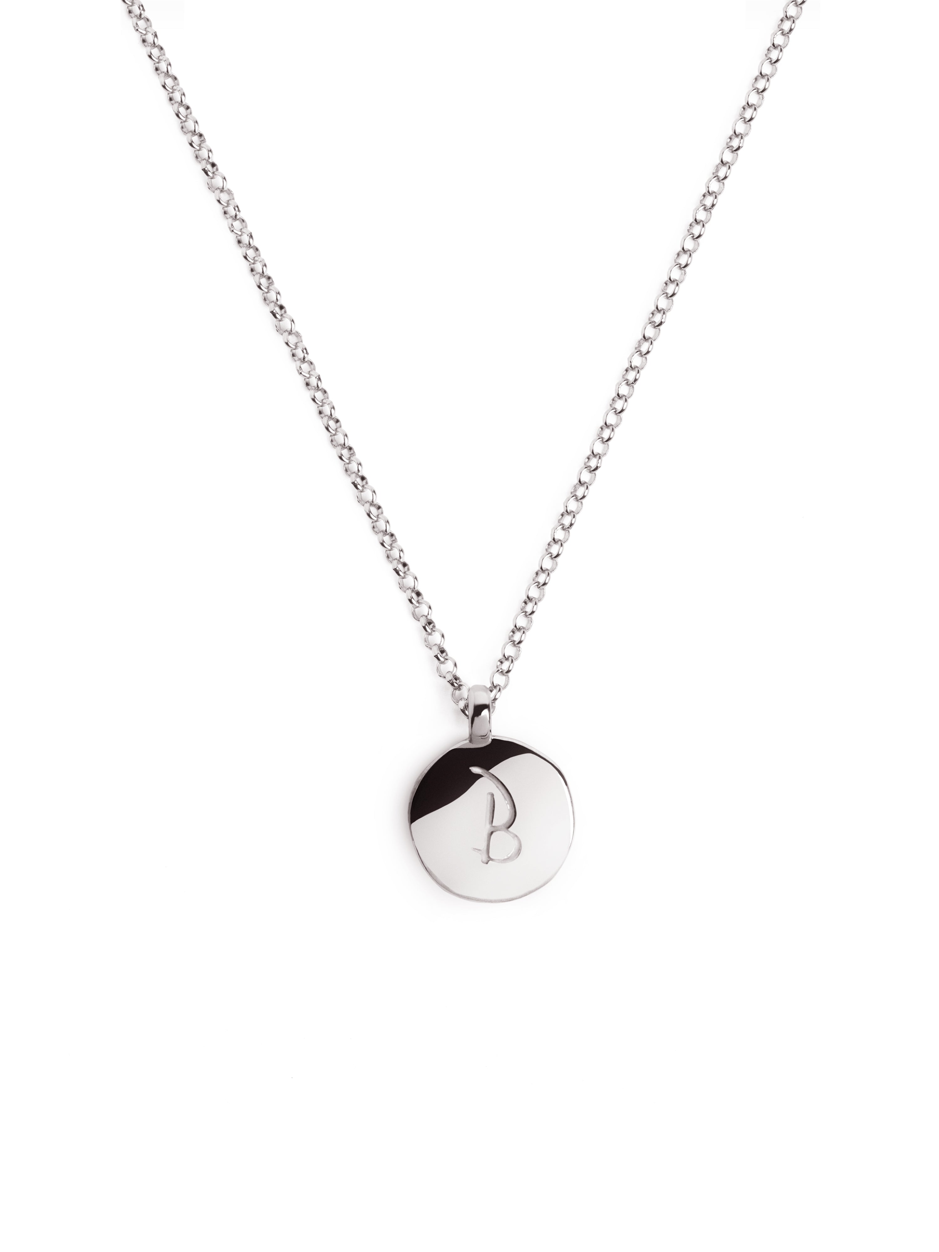 Stamp Letter Personalized Silver Necklace