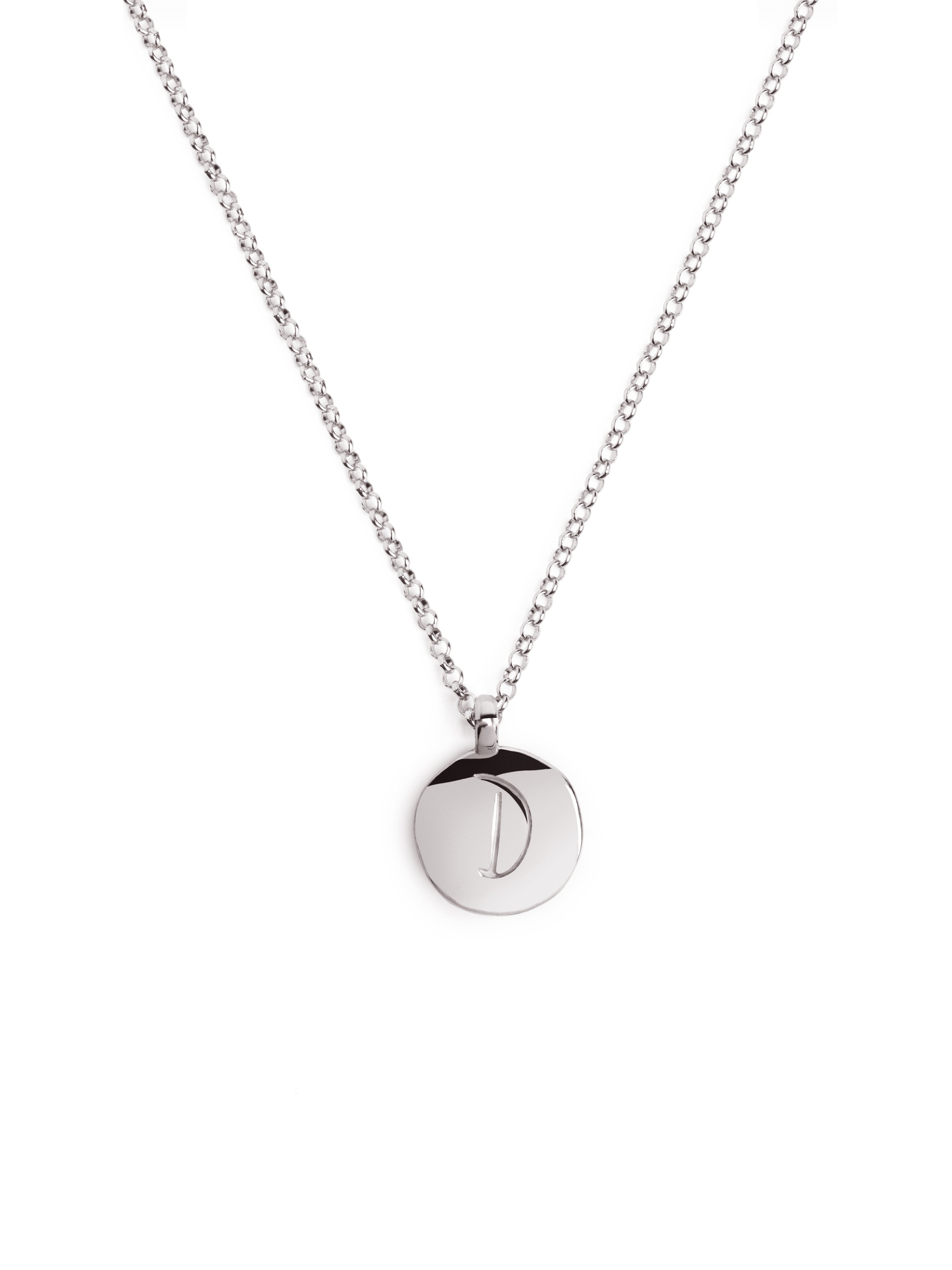 Stamp Letter Personalized Silver Necklace