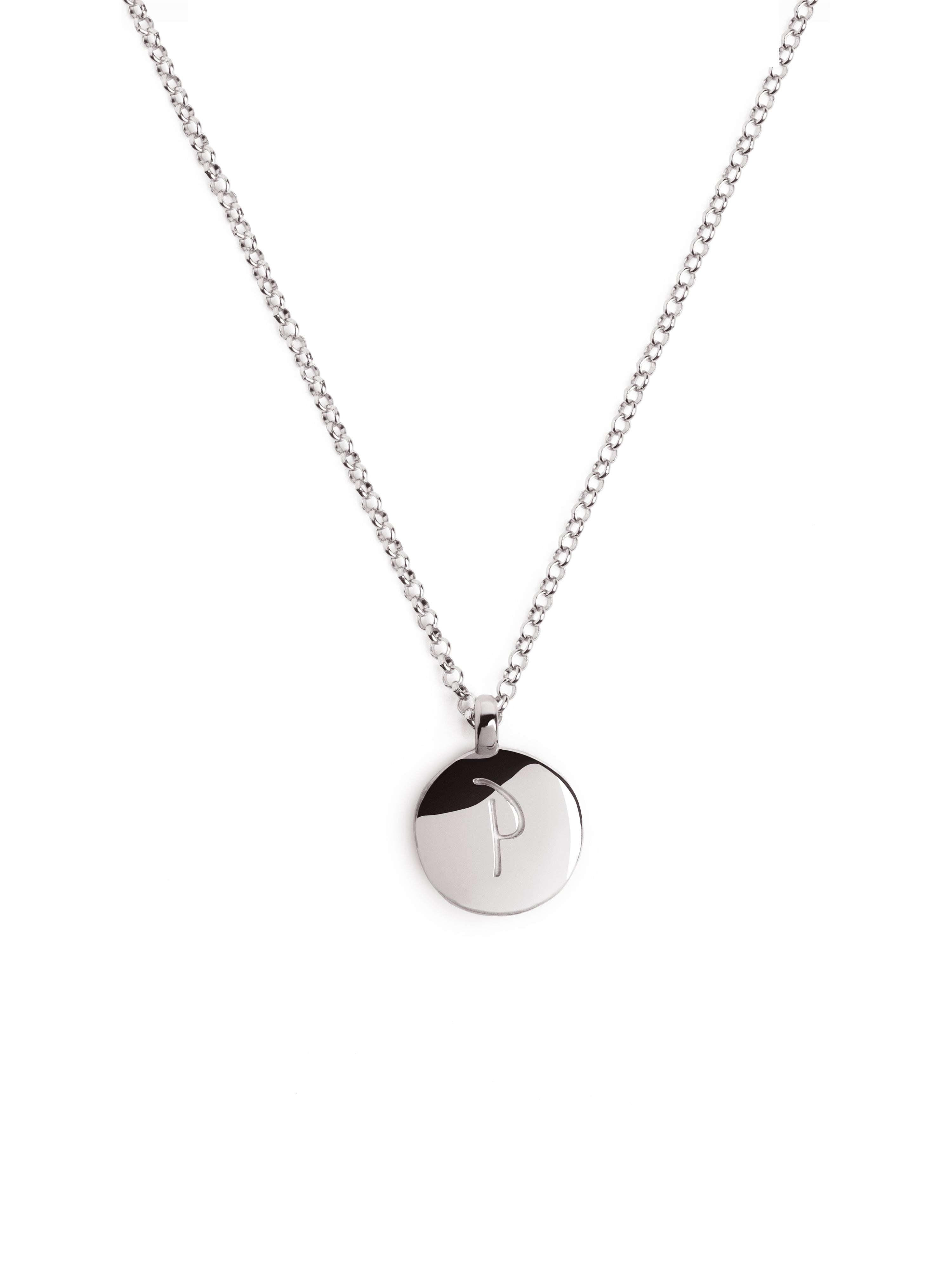 Stamp Letter Personalized Silver Necklace