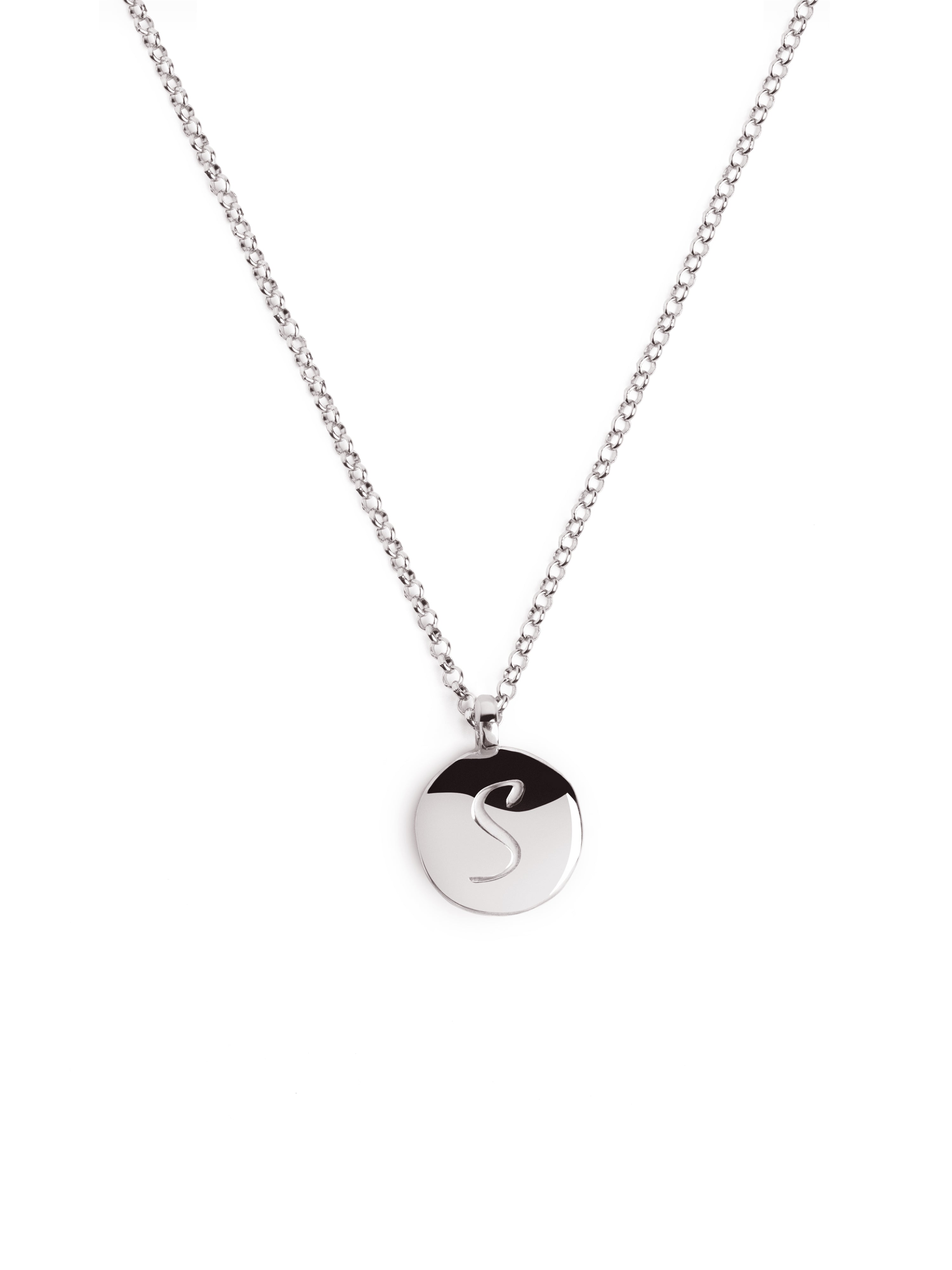 Stamp Letter Personalized Silver Necklace