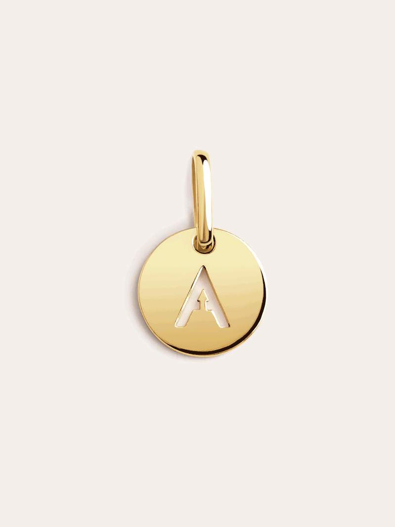 Mini Medallion Letter Argent Plaqué Or