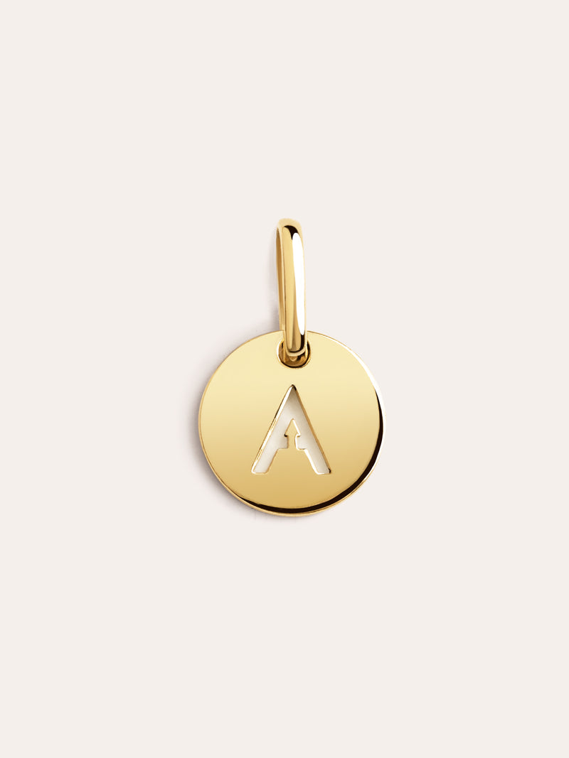 Mini Medallion Letter Argent Plaqué Or