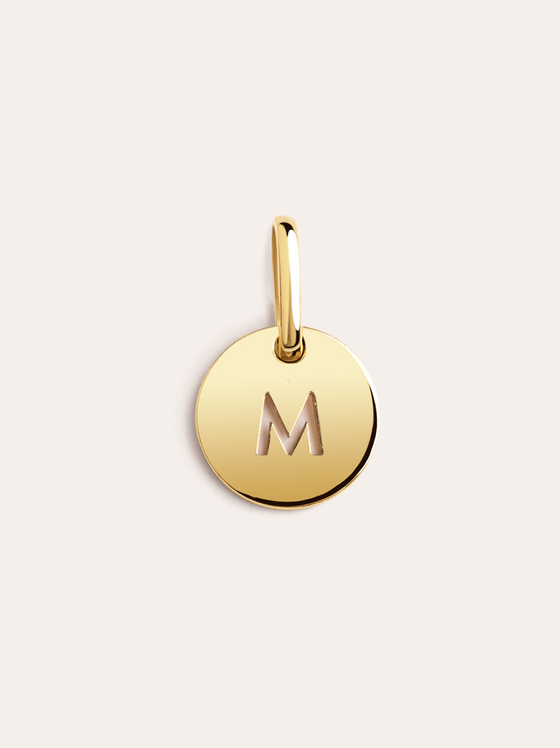 Mini Medallion Letter Argent Plaqué Or