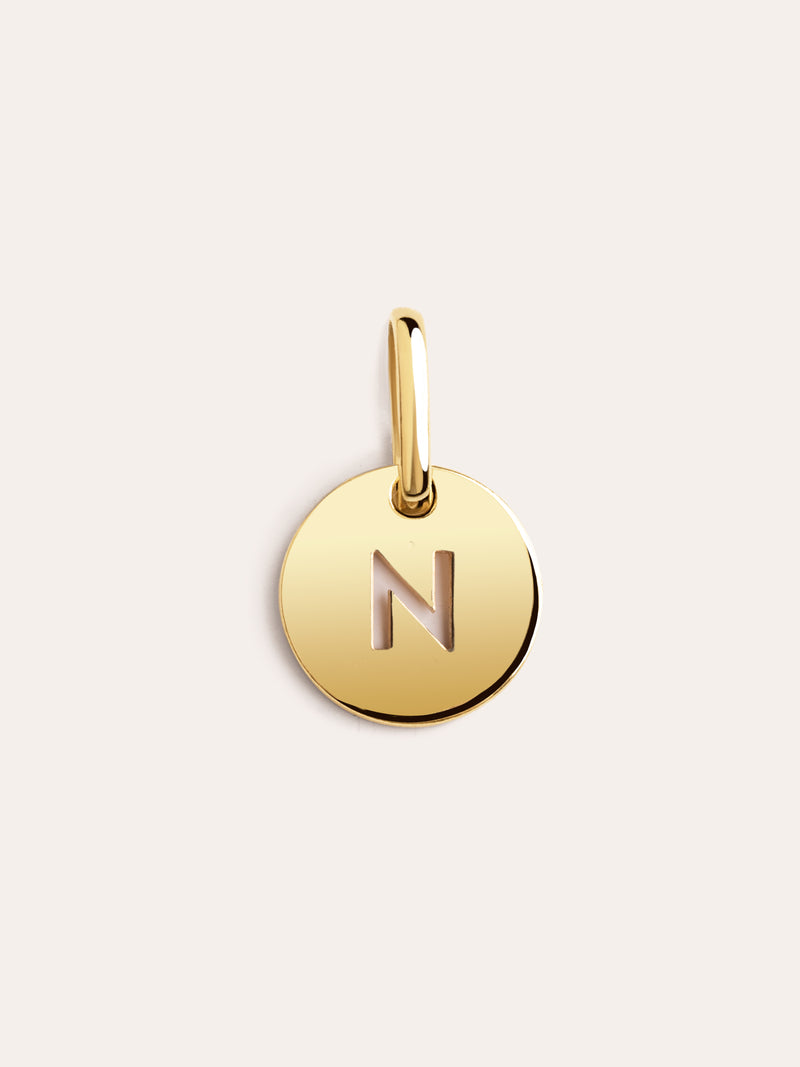 Mini Medallion Letter Argent Plaqué Or