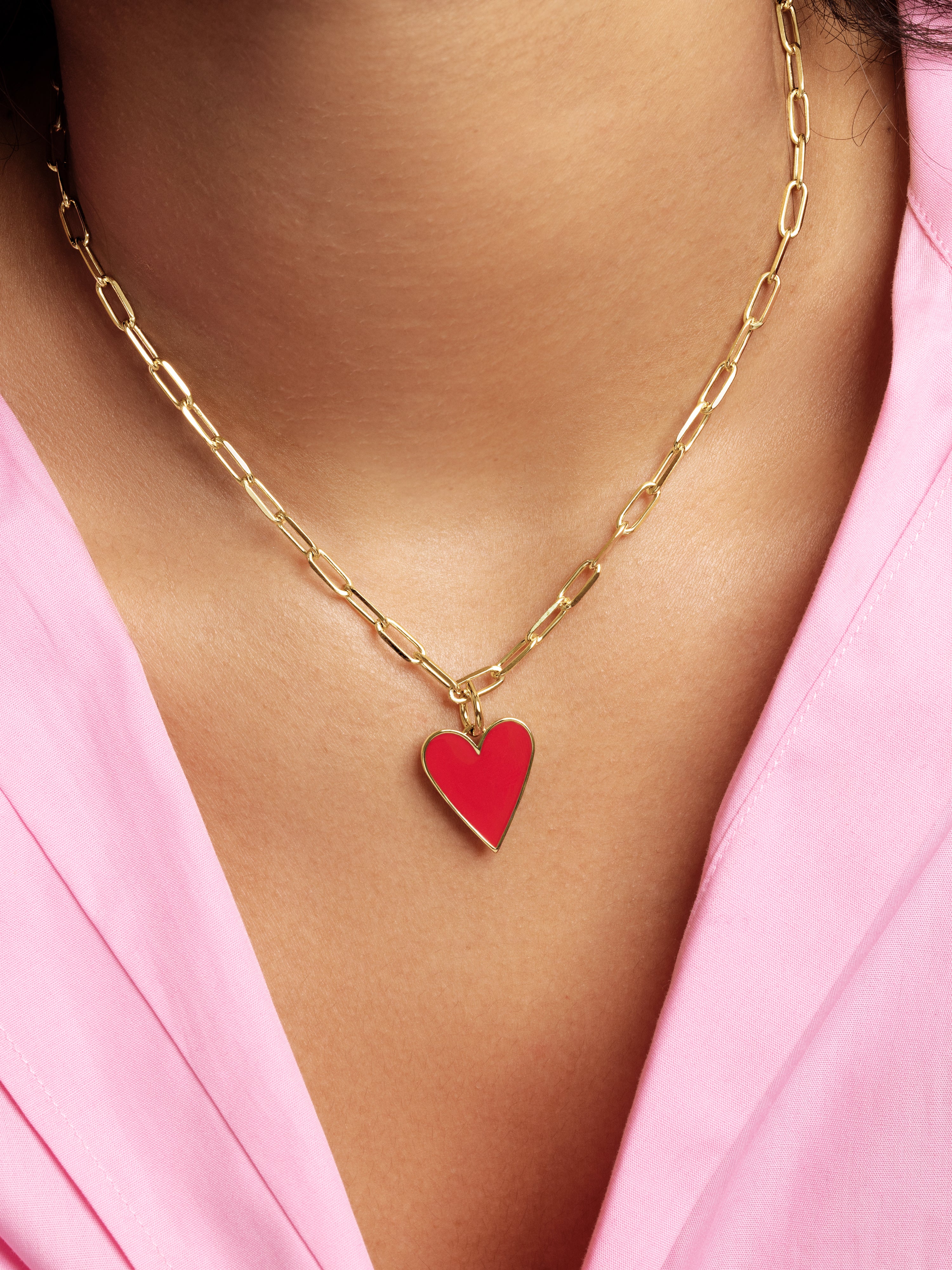 Collar Lovely Heart Red Enamel Baño Oro