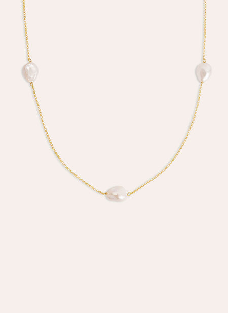 Bean Pearls Gold Necklace
