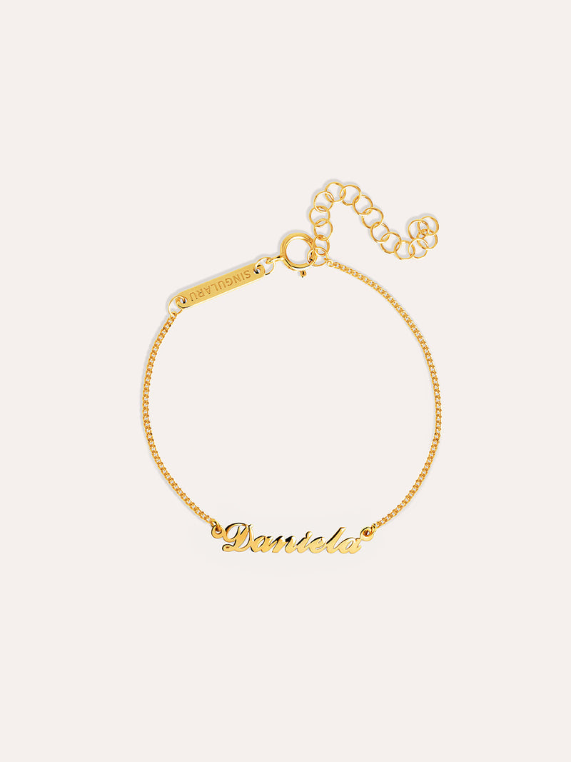Pulseira Personalizada Carrie Prata Banho de Ouro