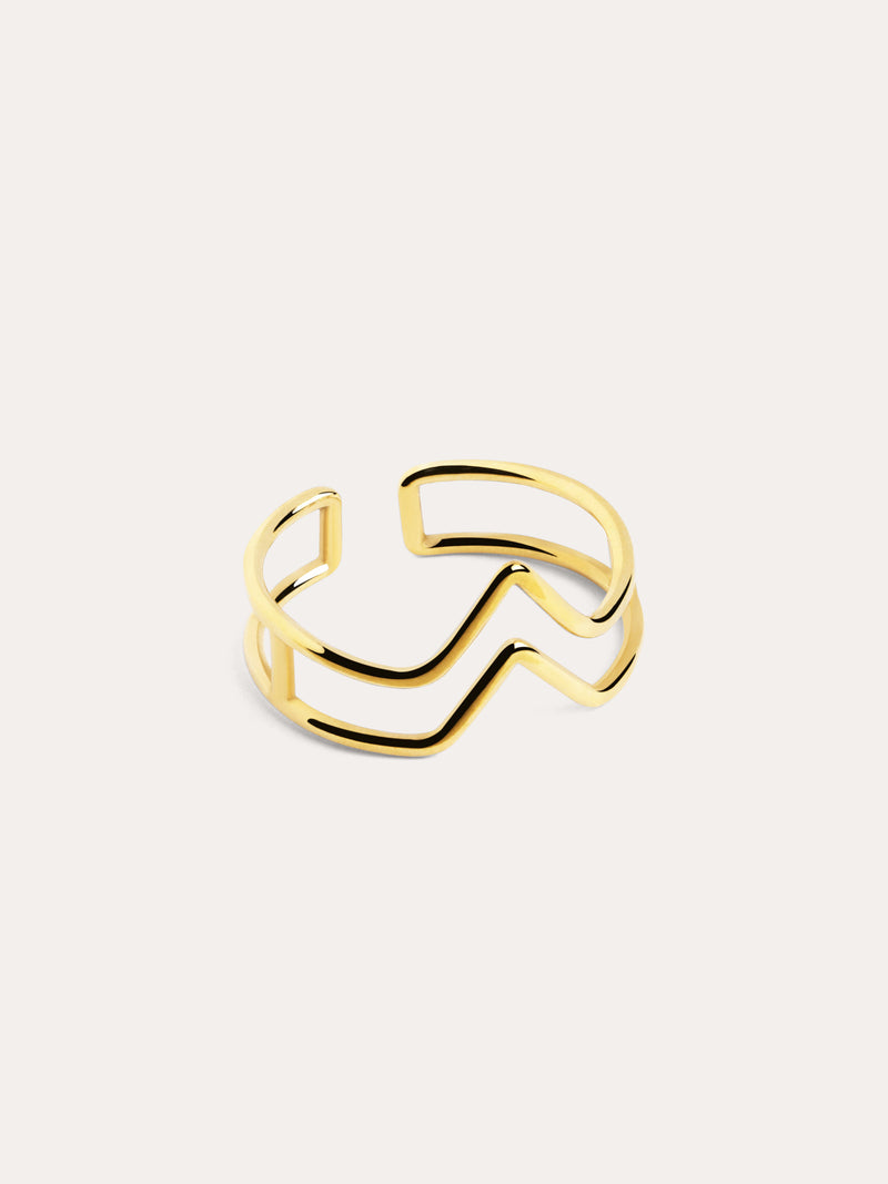Double Peak Ring Silber, vergoldet
