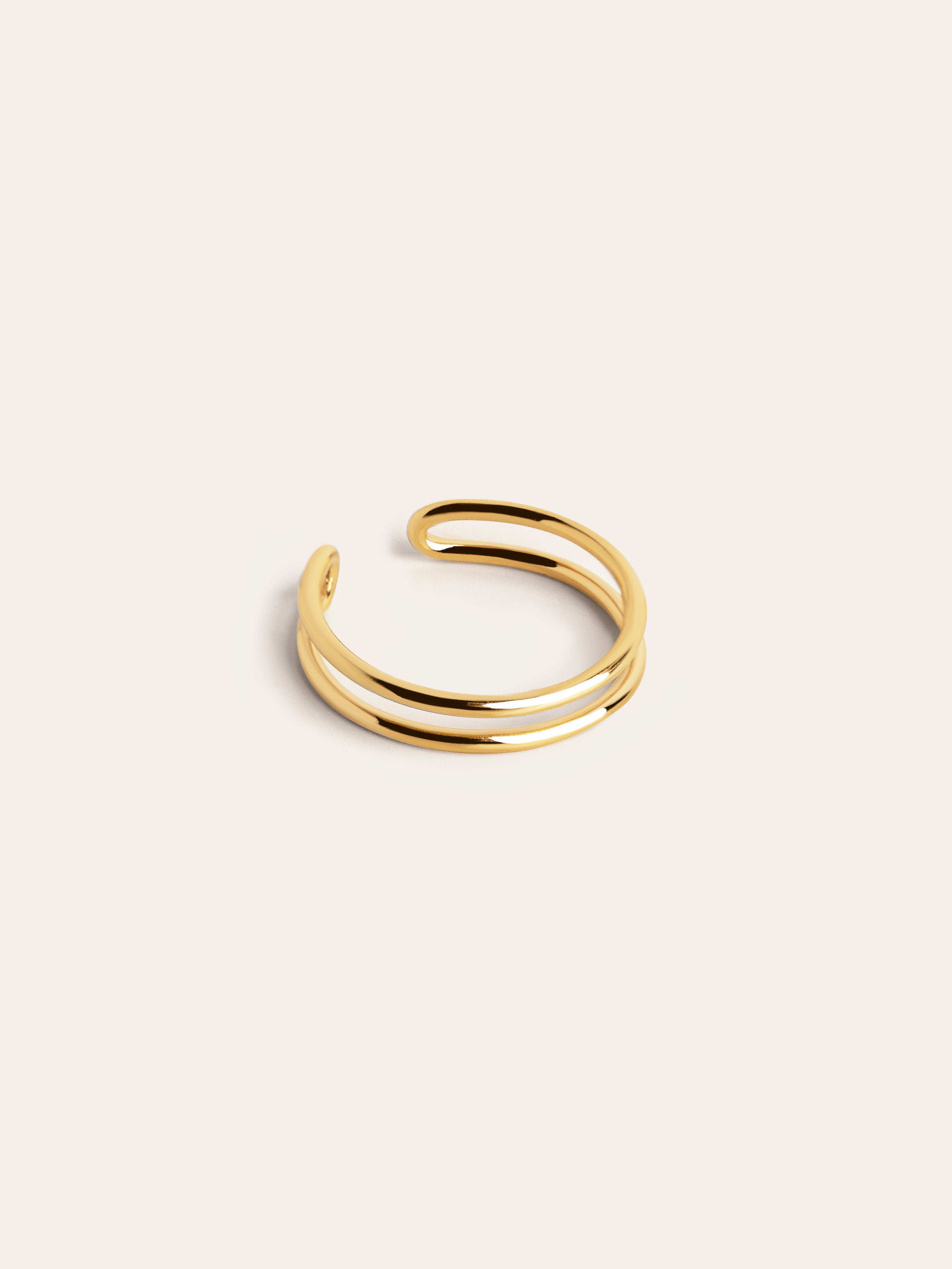 Anillo Pie Double Ring Plata Baño Oro