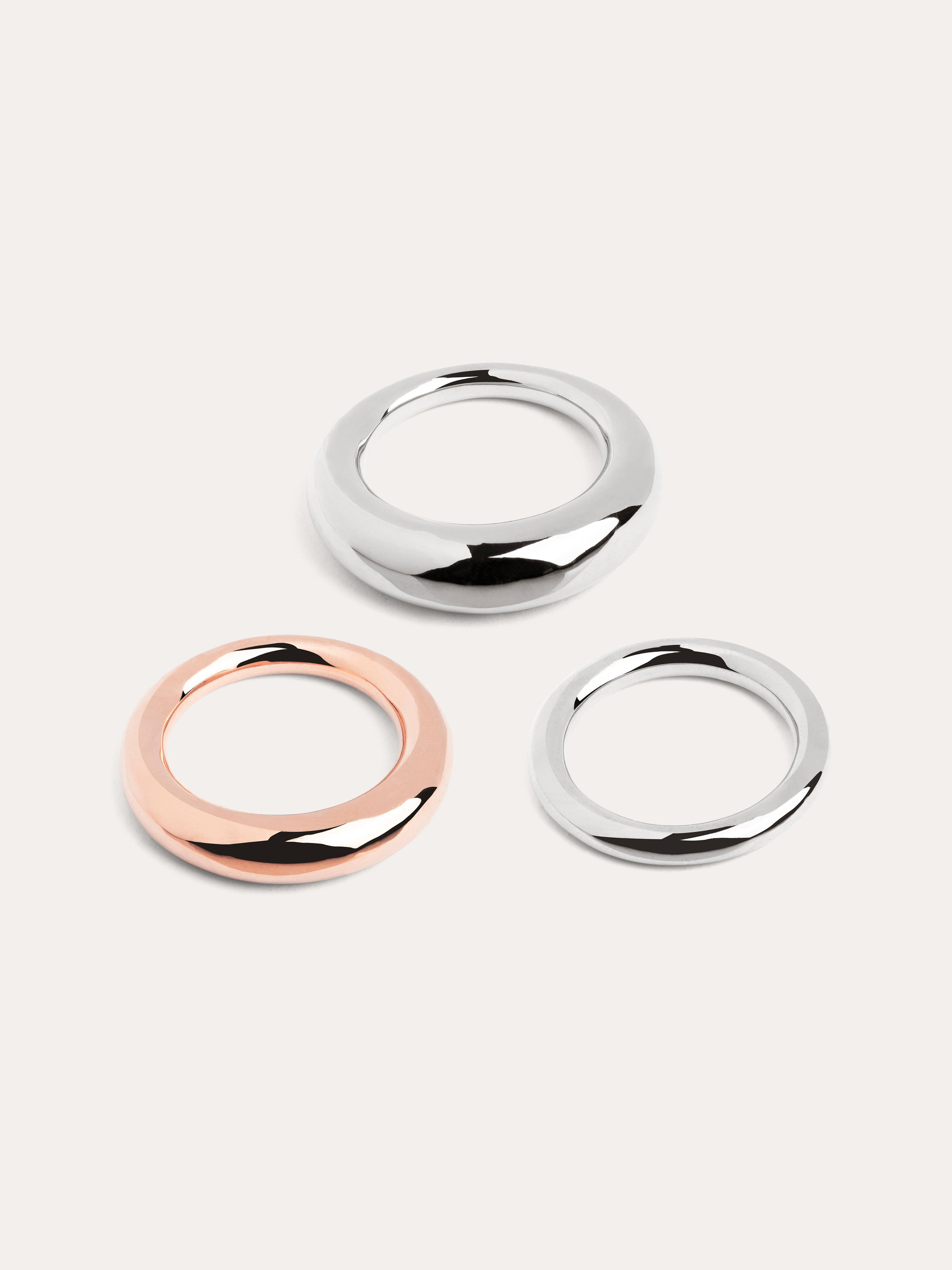 Pack 3 Anillos Kim Bicolor Oro Rosa