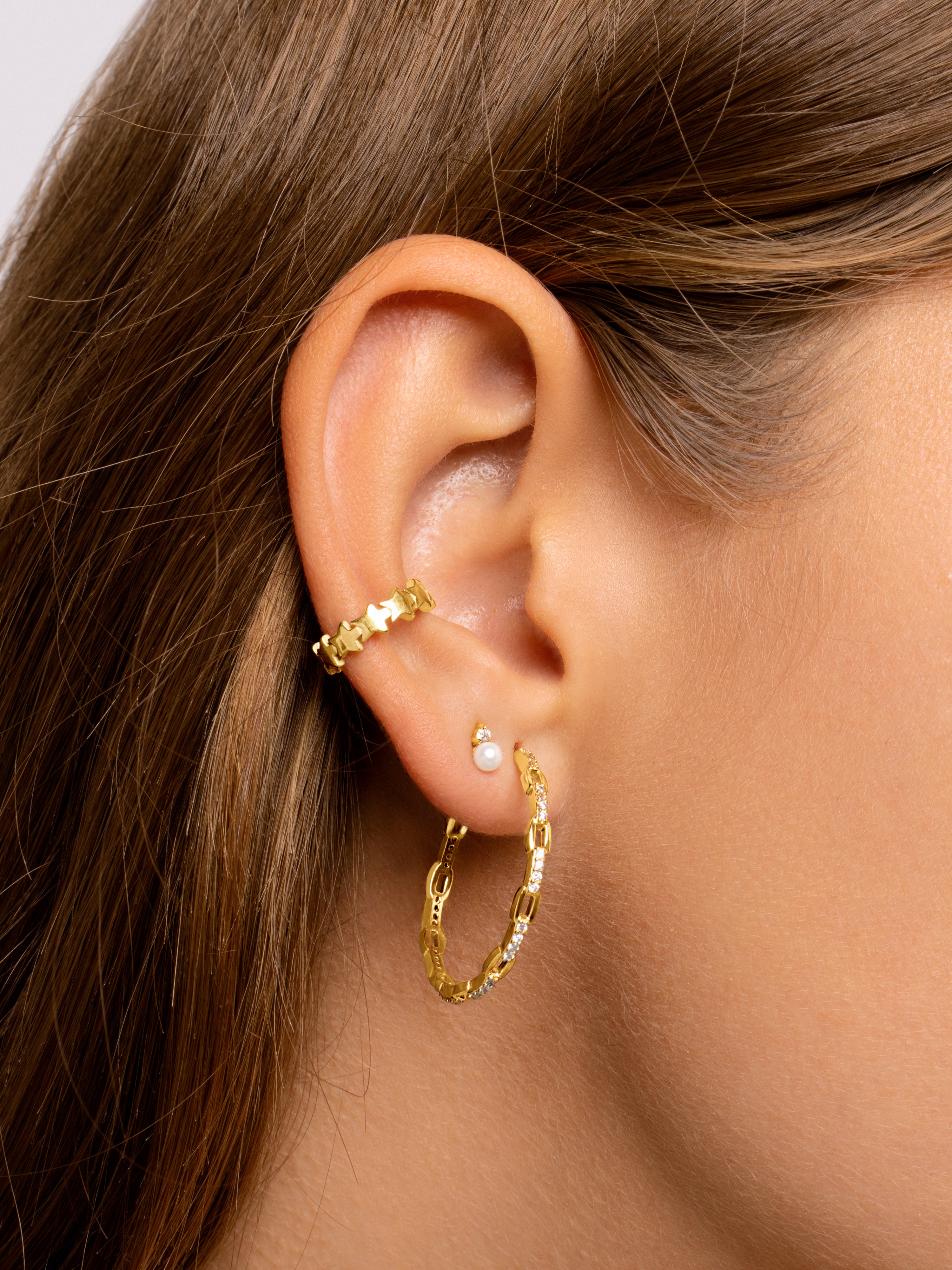 Pearl Spark Gold Single Earring