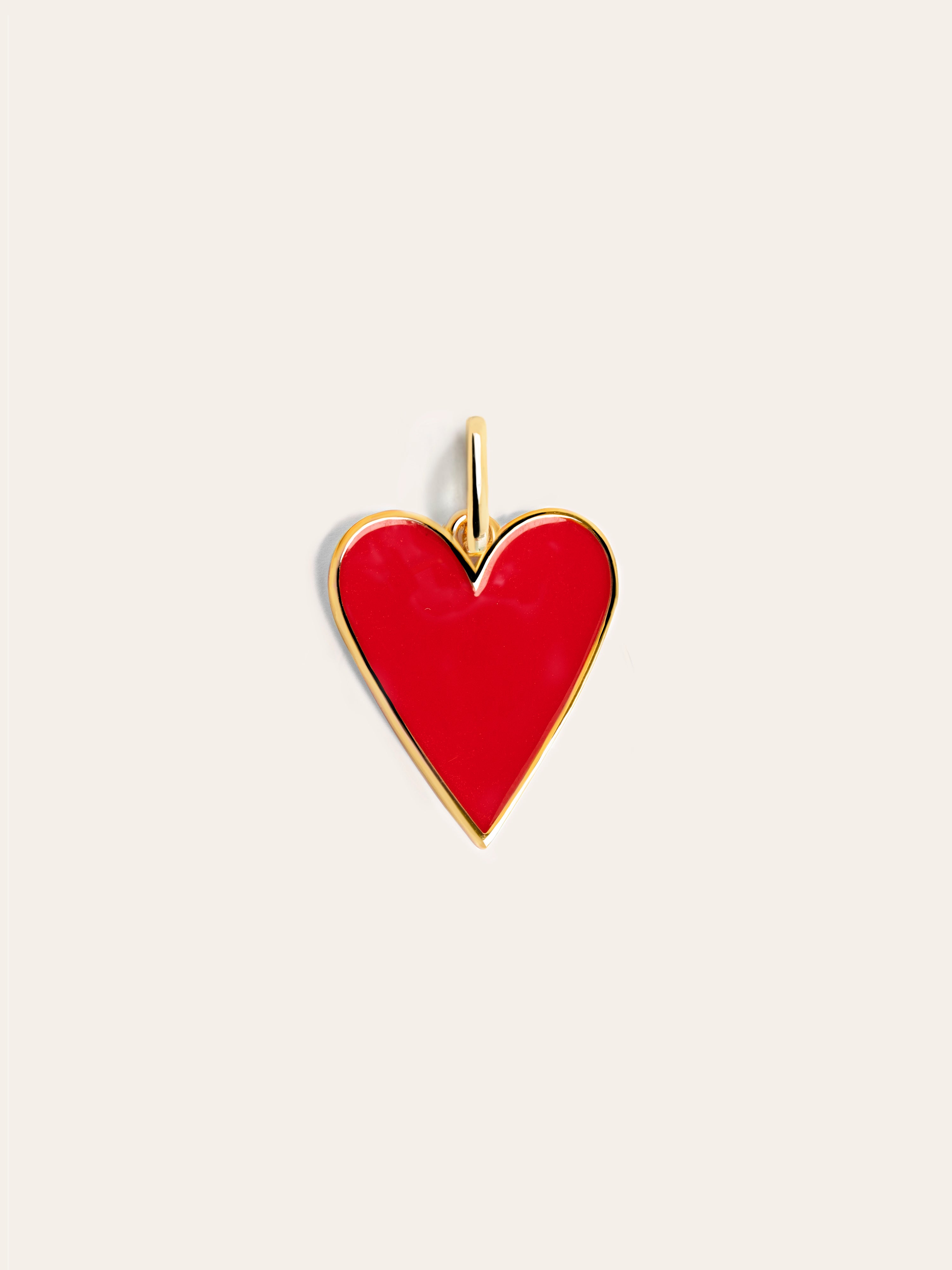 Lovely Red Heart Enamel Gold Charm