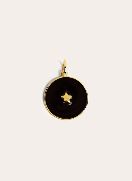 Charm Star Black Enamel Baño Oro