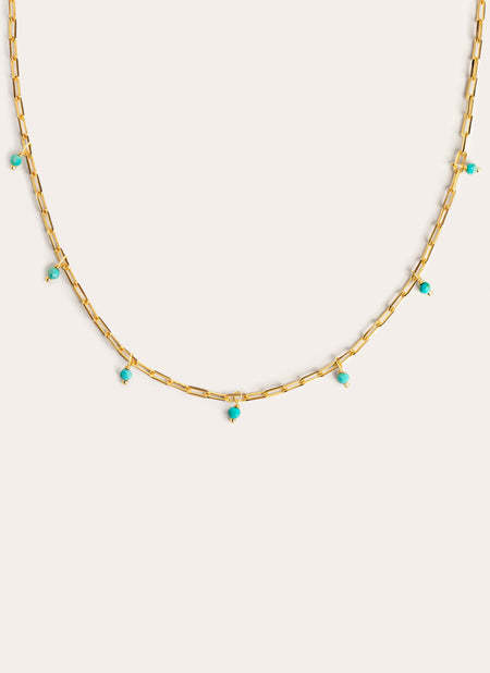 Chic Turquoise Gold Necklace 