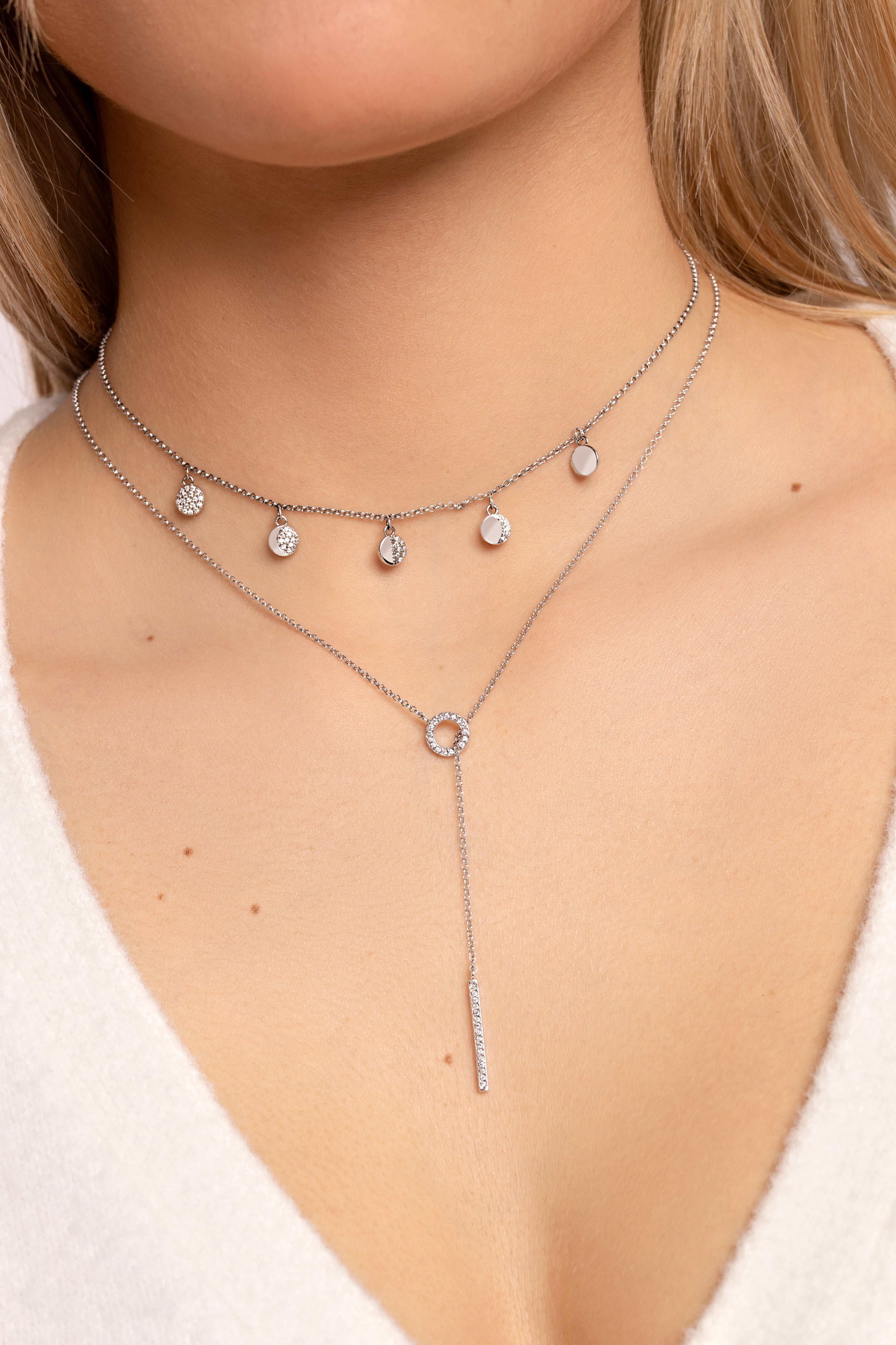 Collar Circle Stick Spark Plata Puesta