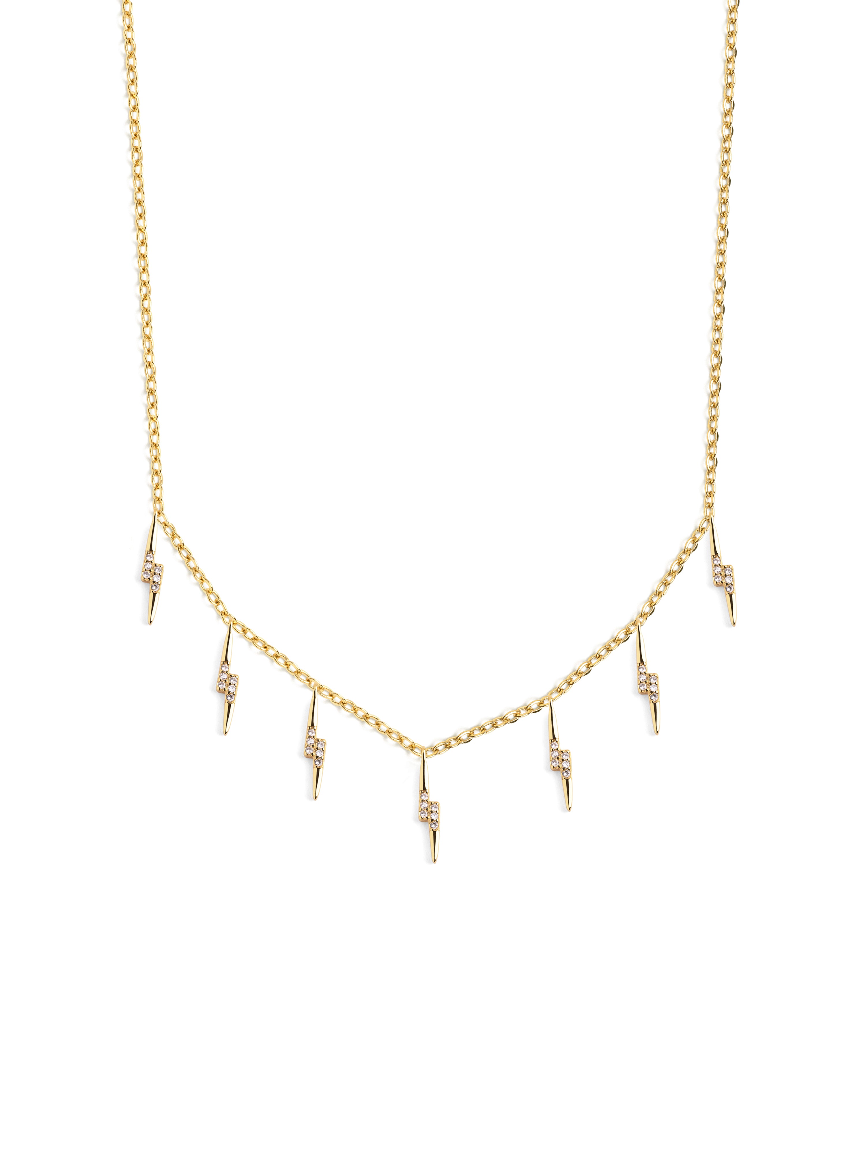 Collar Mini Rayos Sparks Plata Baño Oro