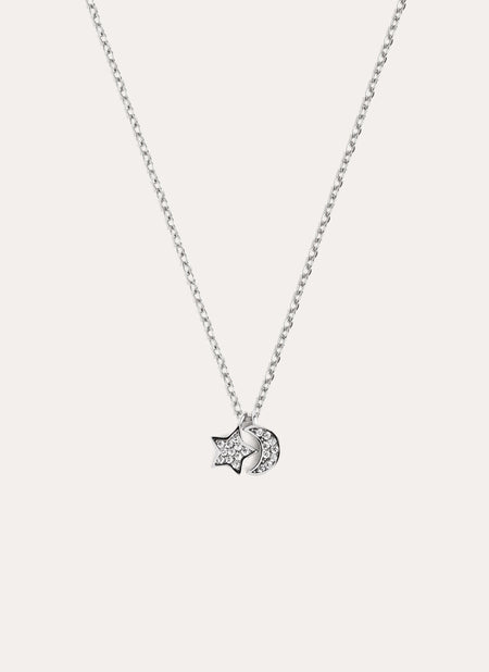 Moon Star Diamonds Silver Necklace