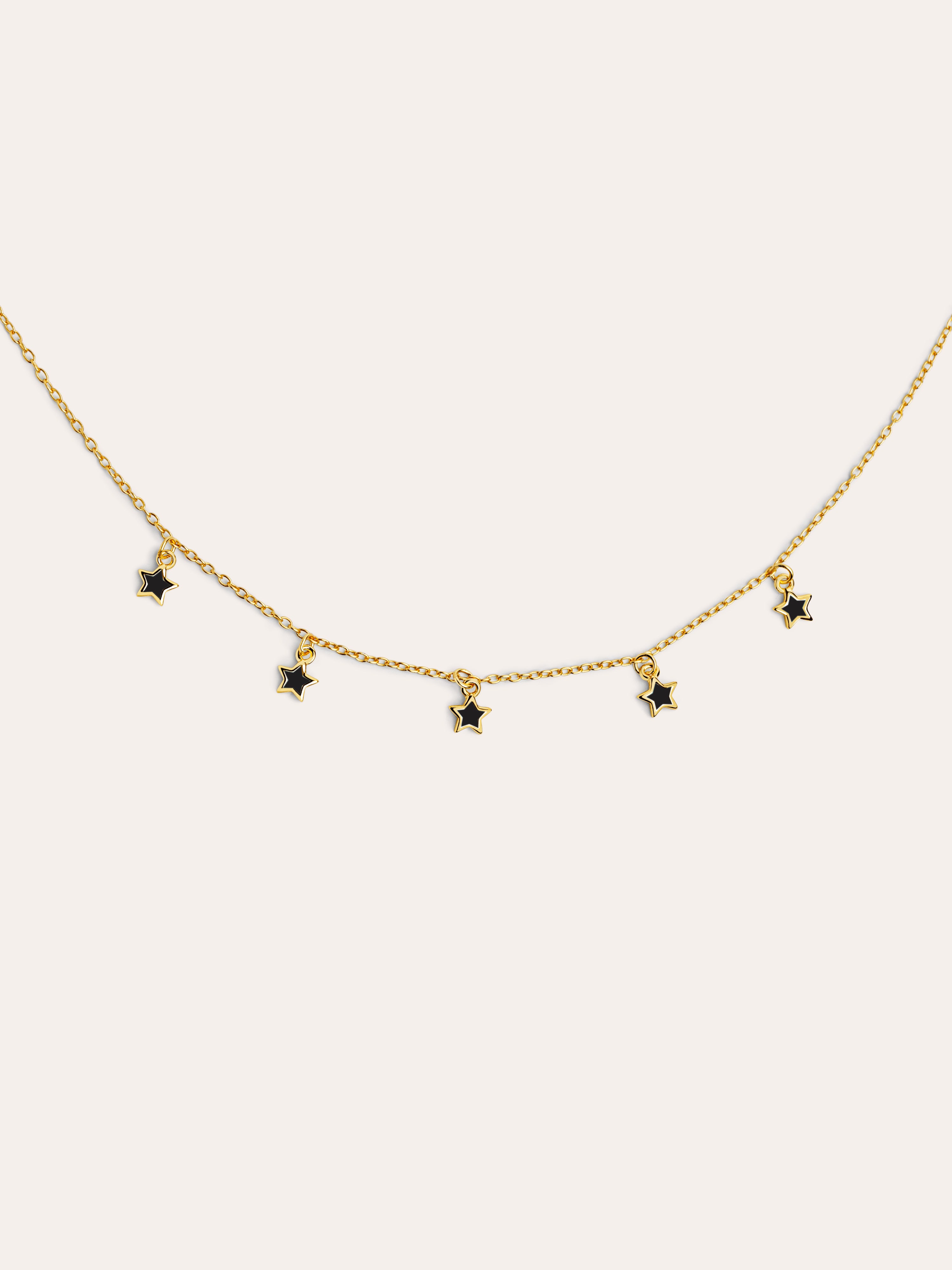 Collar Mini Stars Black Enamel Oro