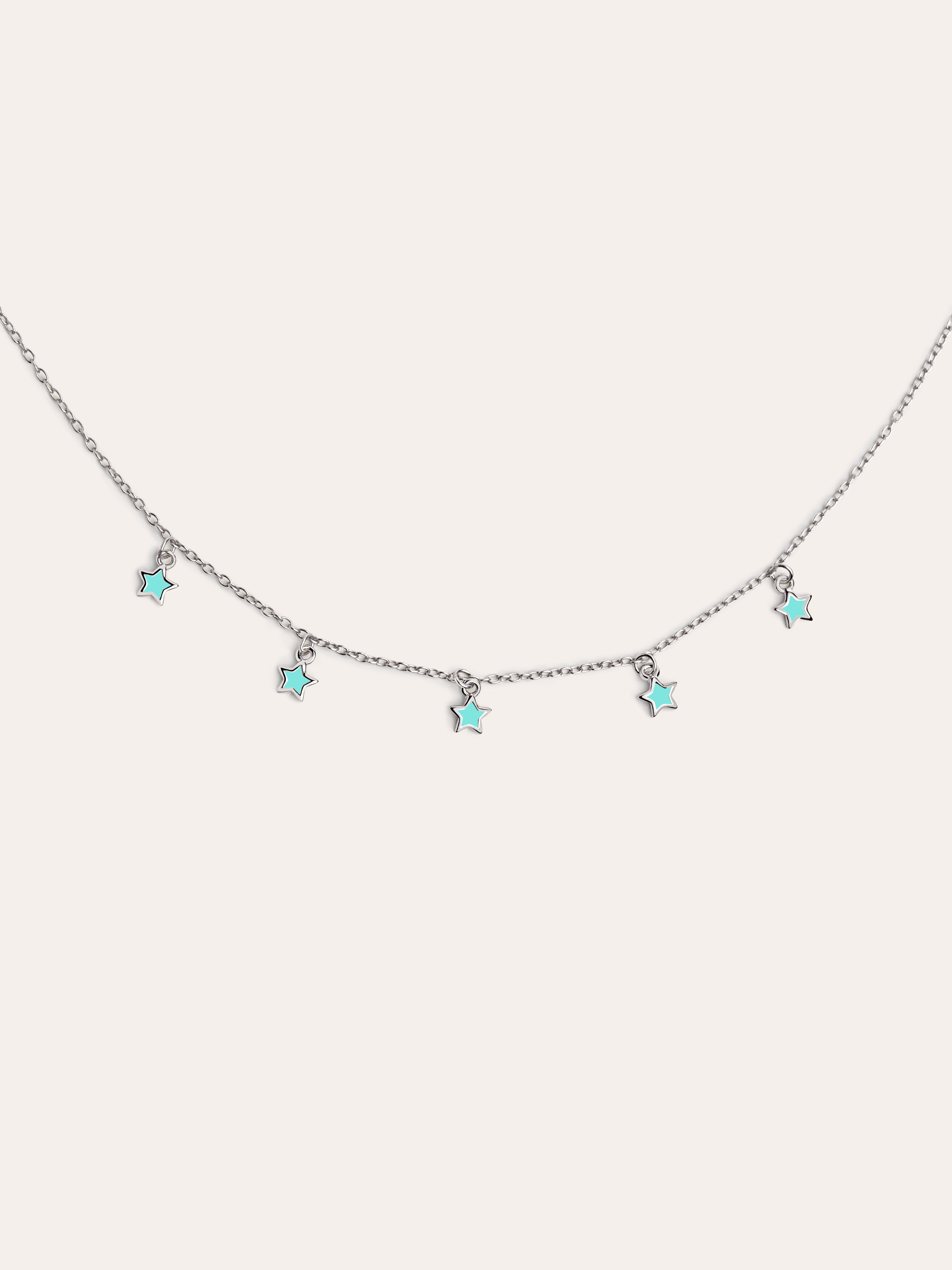 Mini Stars Sky Enamel Silver Necklace