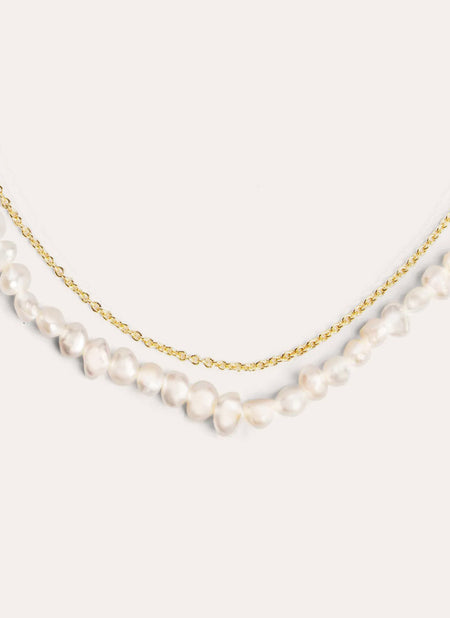 Pearl Chain Gold Necklace
