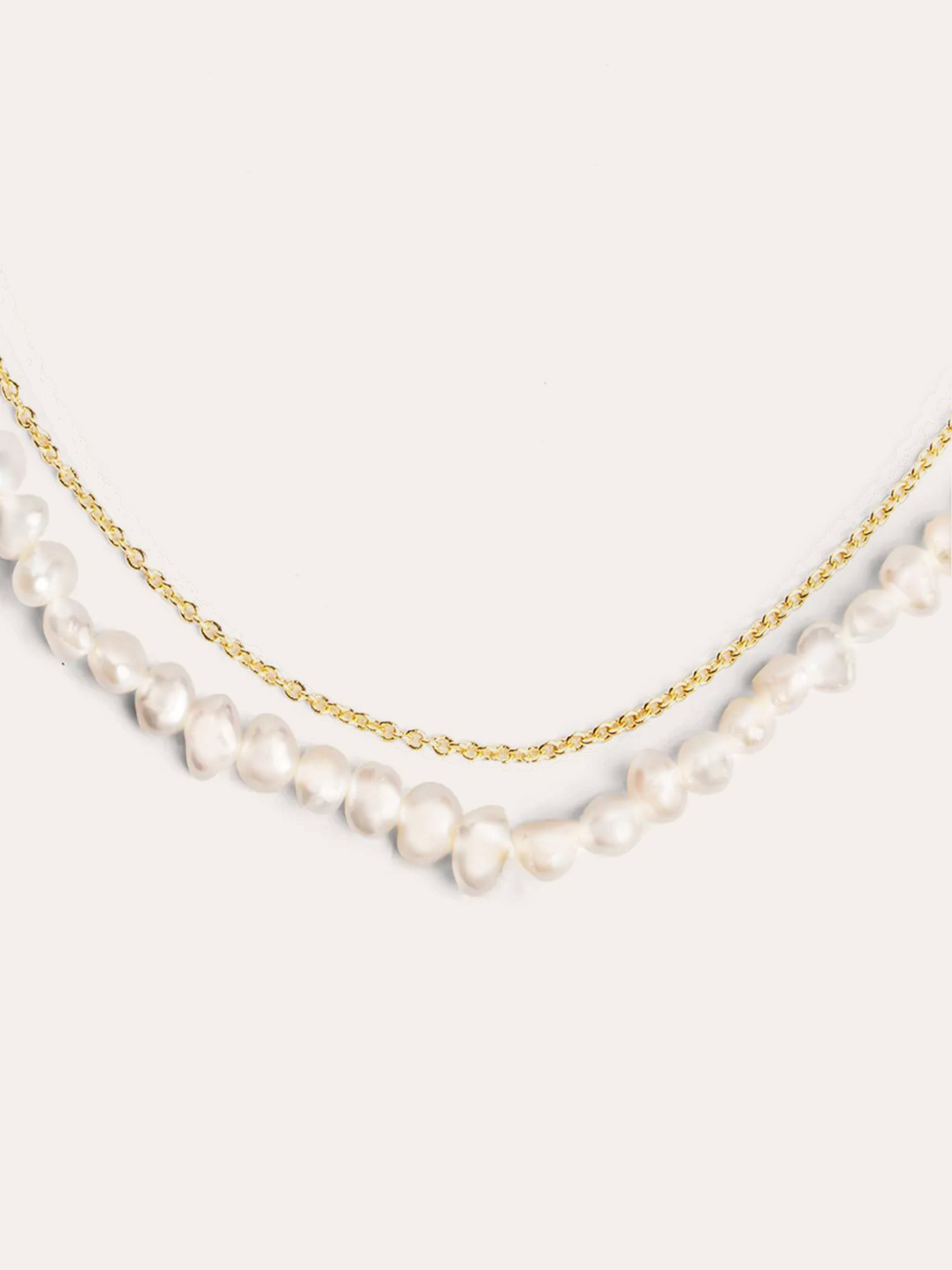 Collar Pearl Chain Baño Oro