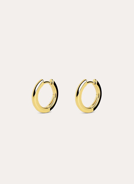 Black Enamel Gold Hoop Earrings
