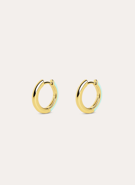 Sky Enamel Gold Hoop Earrings