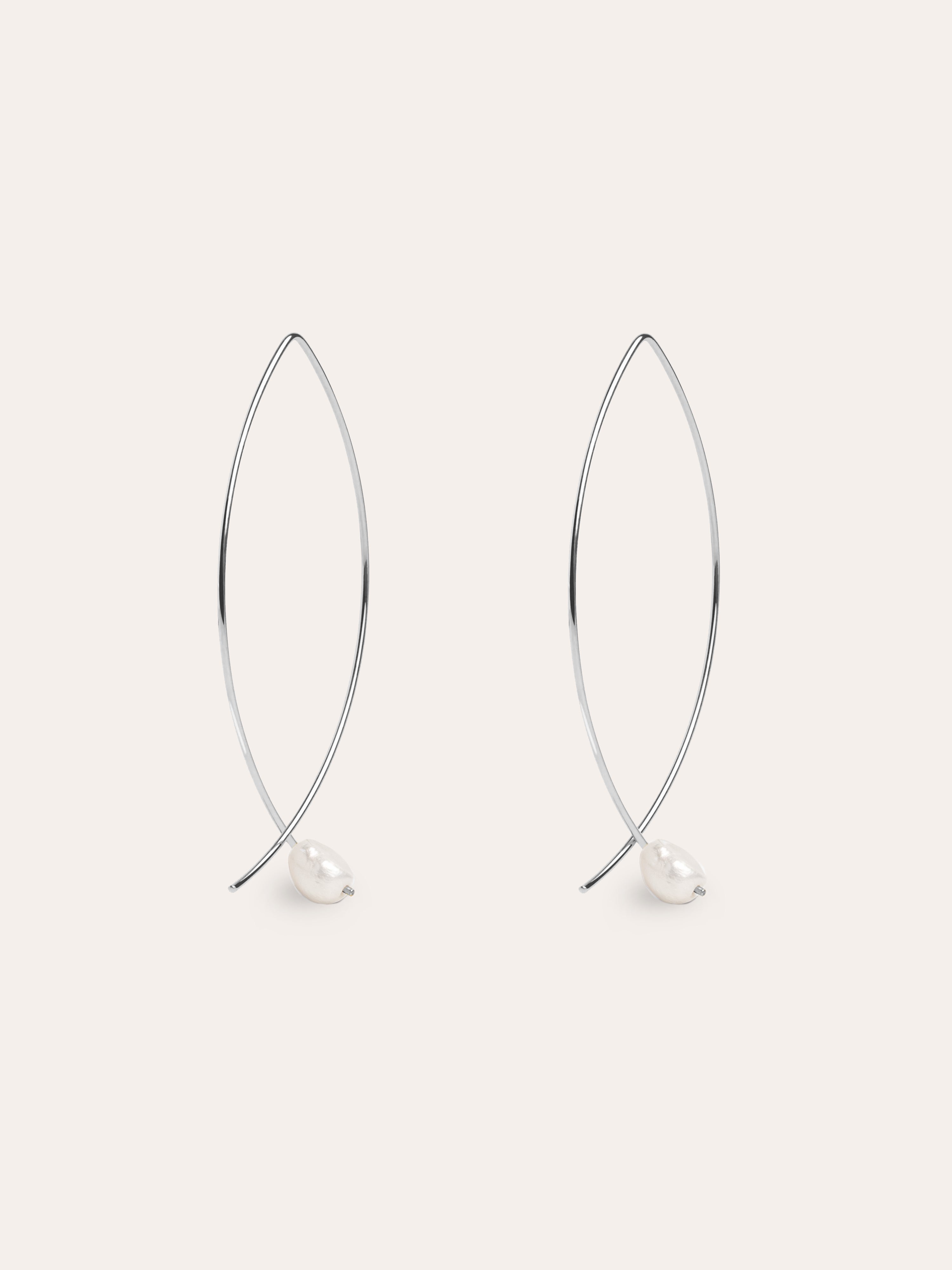 Pendientes Arch Bean Pearl Plata