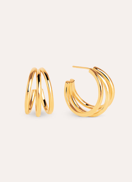 Triple Gold Hoop Earrings