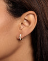 Spark White Enamel Gold Hoop Earrings
