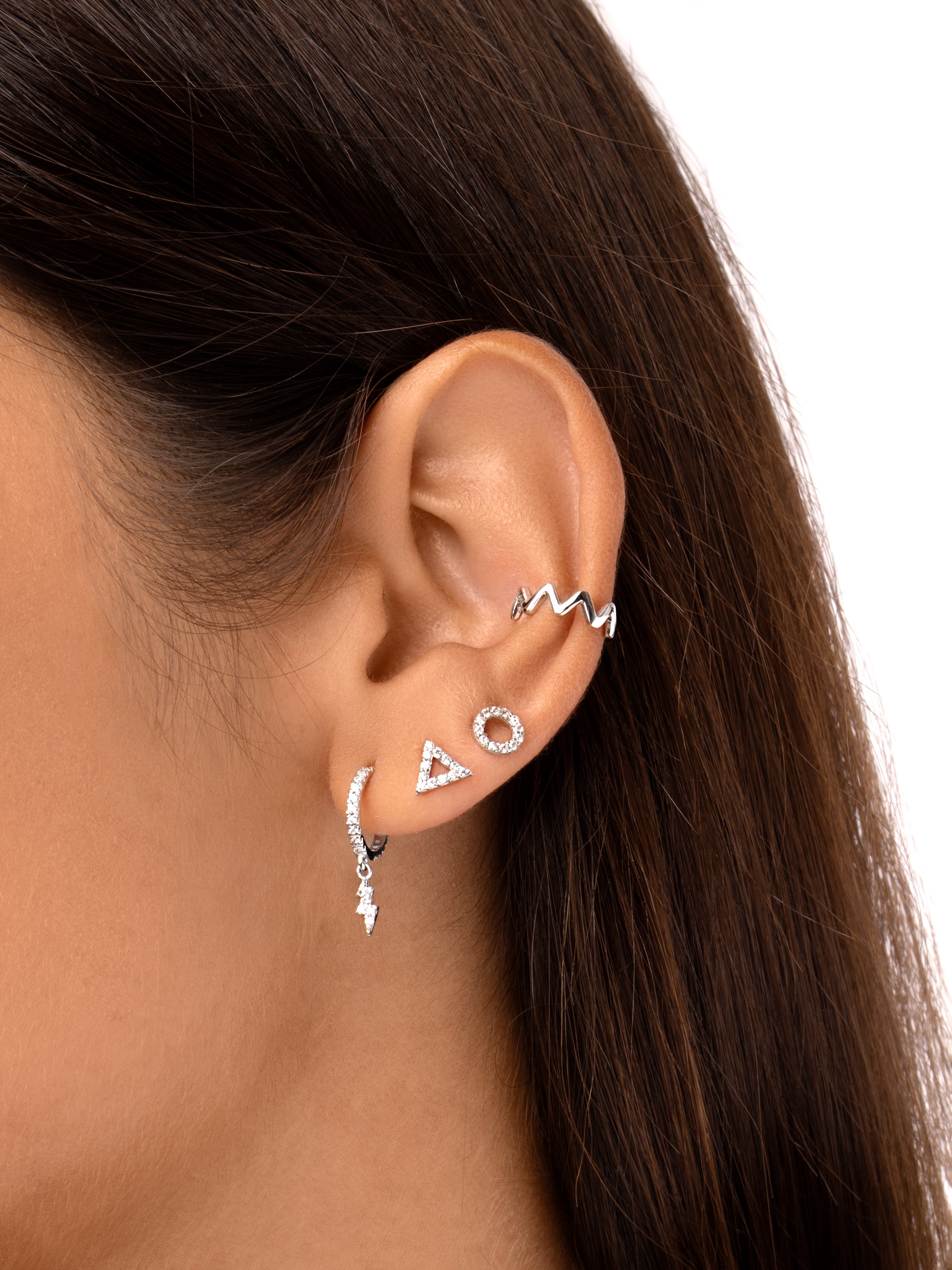 Pendientes Circle&Triangle Plata Puesta