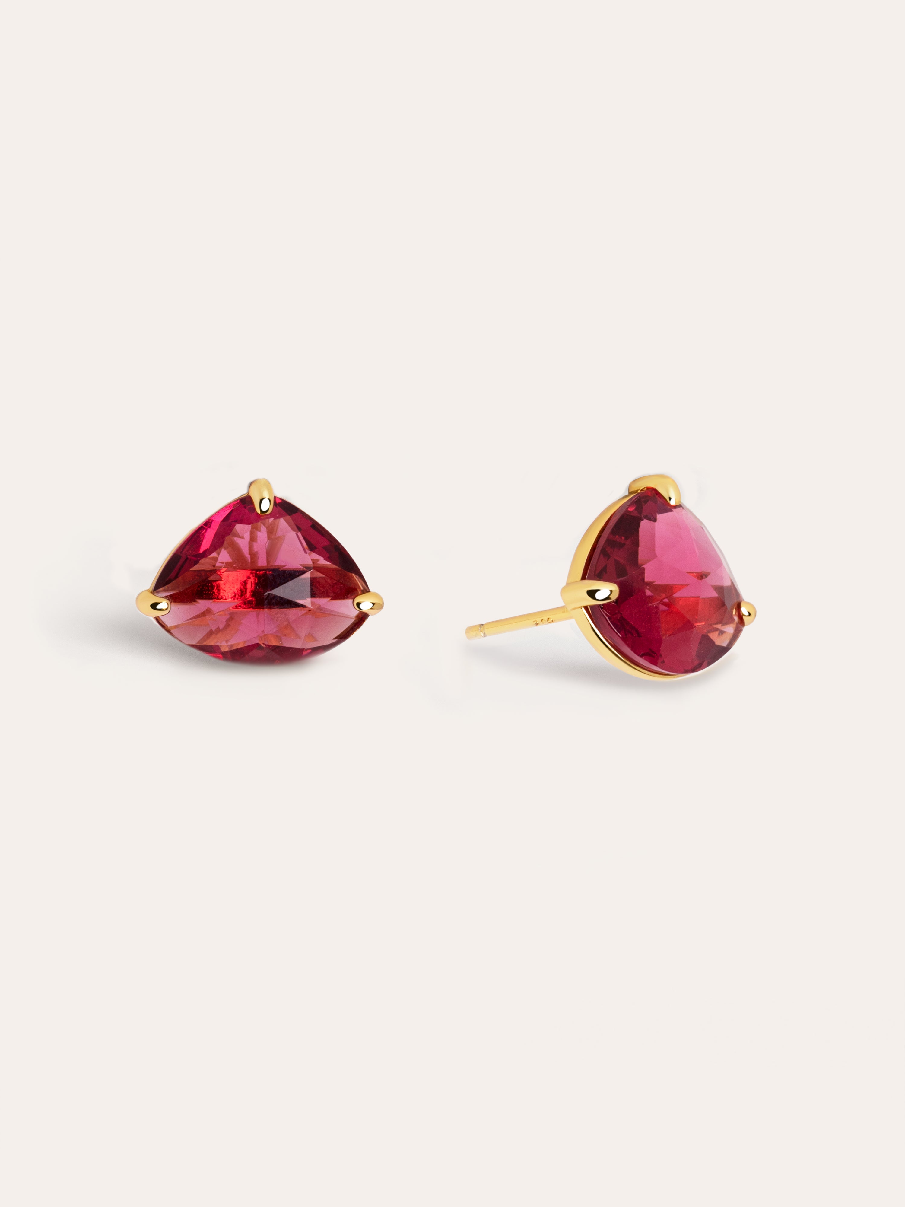 Pendientes Drop M Raspberry Plata Baño Oro