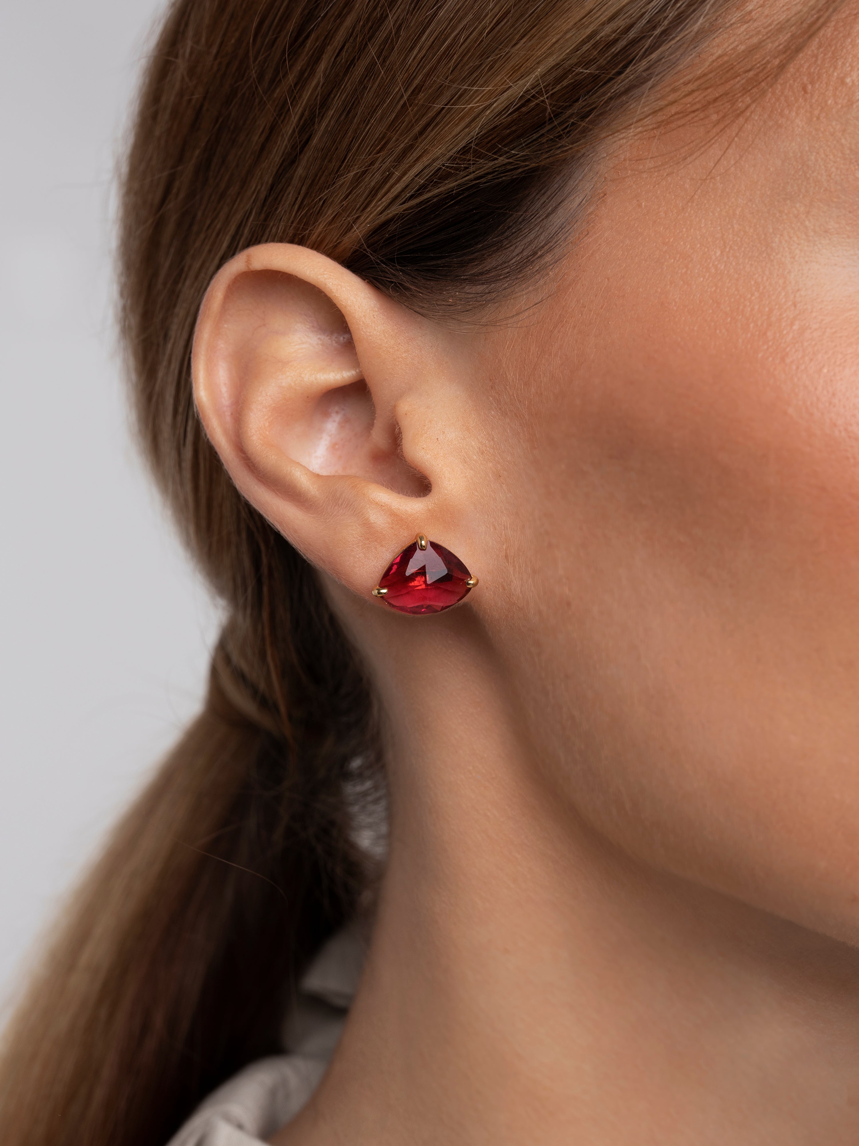 Pendientes Drop M Raspberry Plata Baño Oro