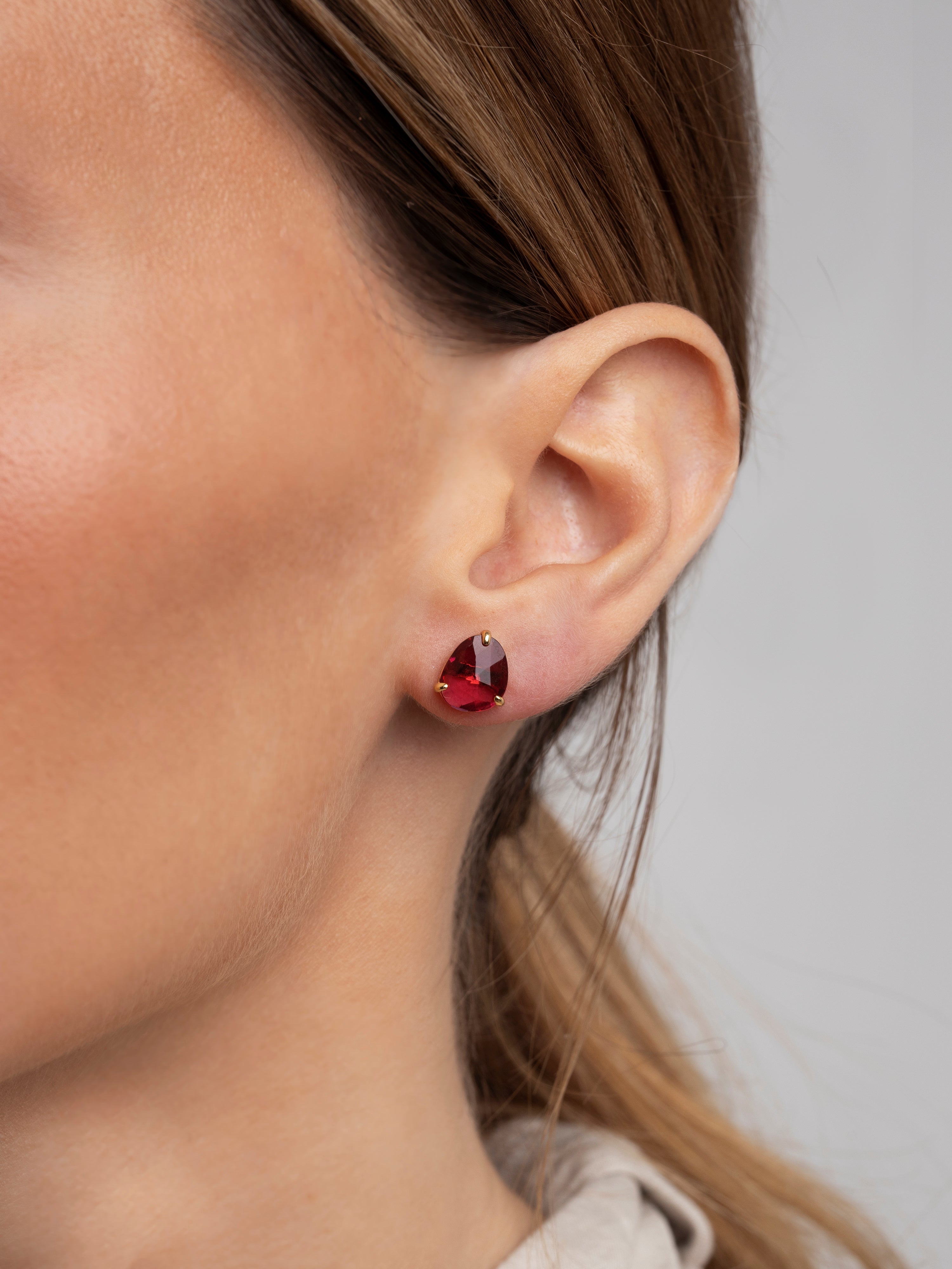 Pendientes Drop S Raspberry Plata Baño Oro