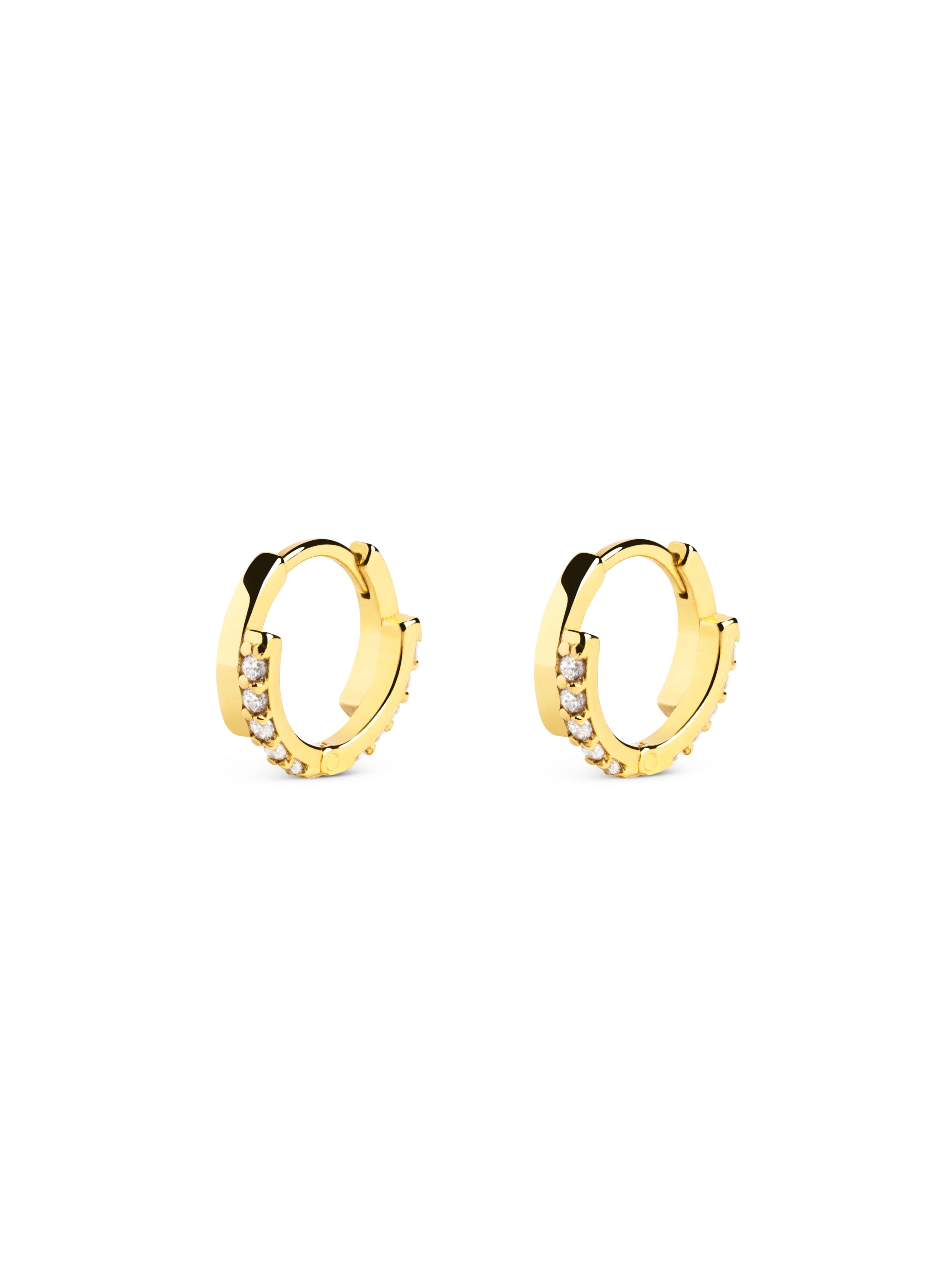 Pendientes Aro Half Spark Plata Baño Oro