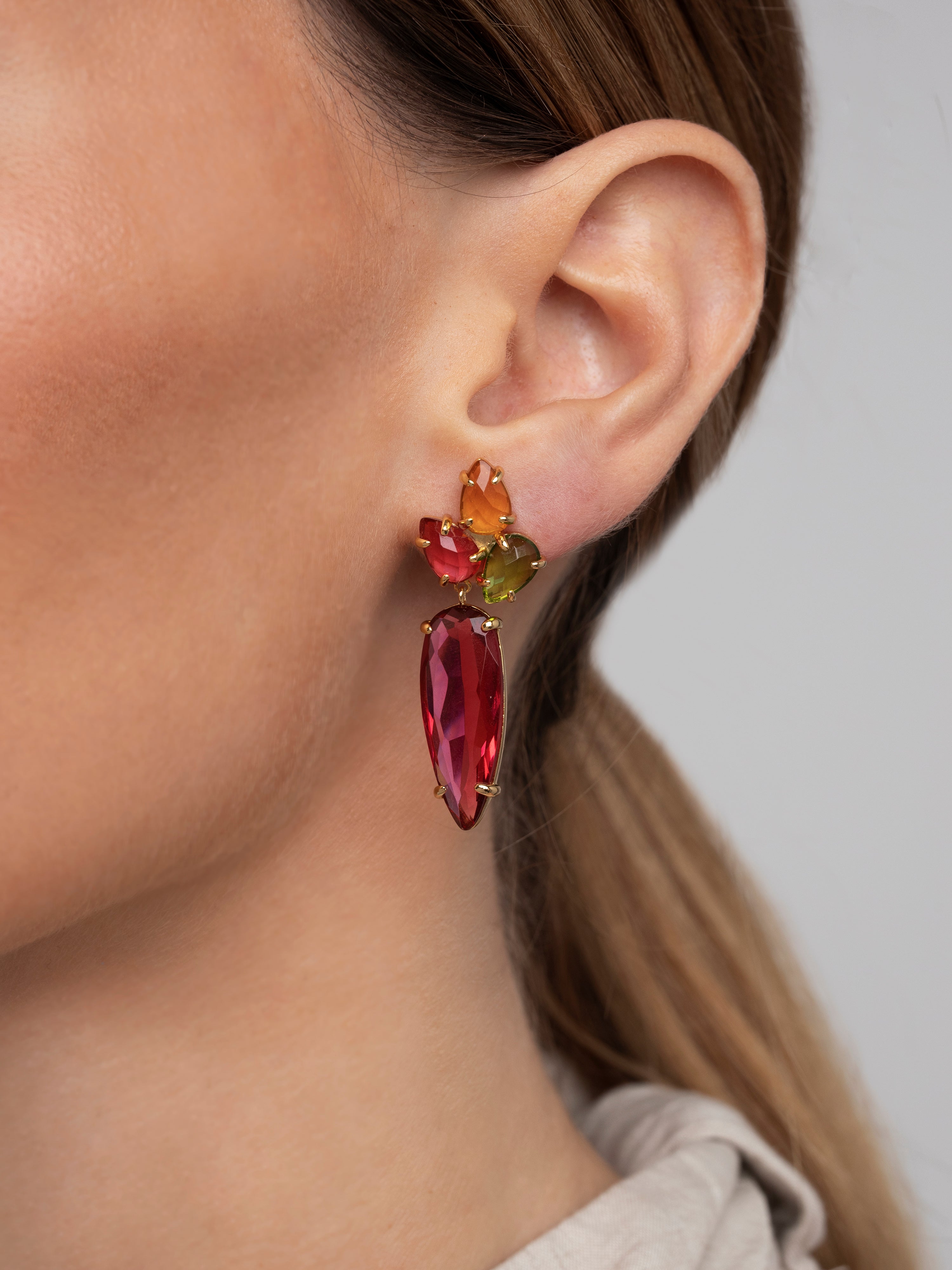 Pendientes Drop Iris Plata Baño Oro