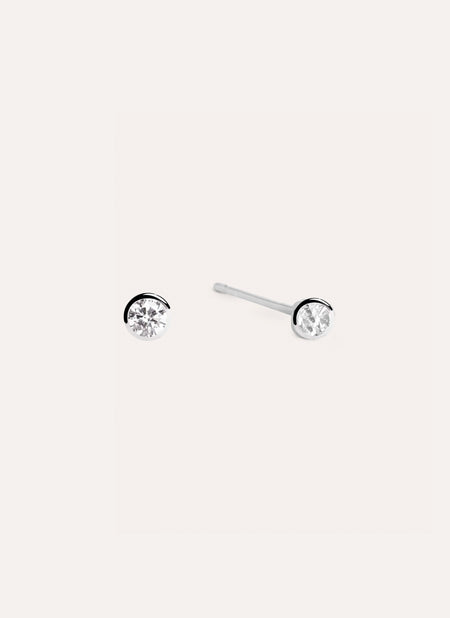 Mini Spark 3mm Silver Earrings