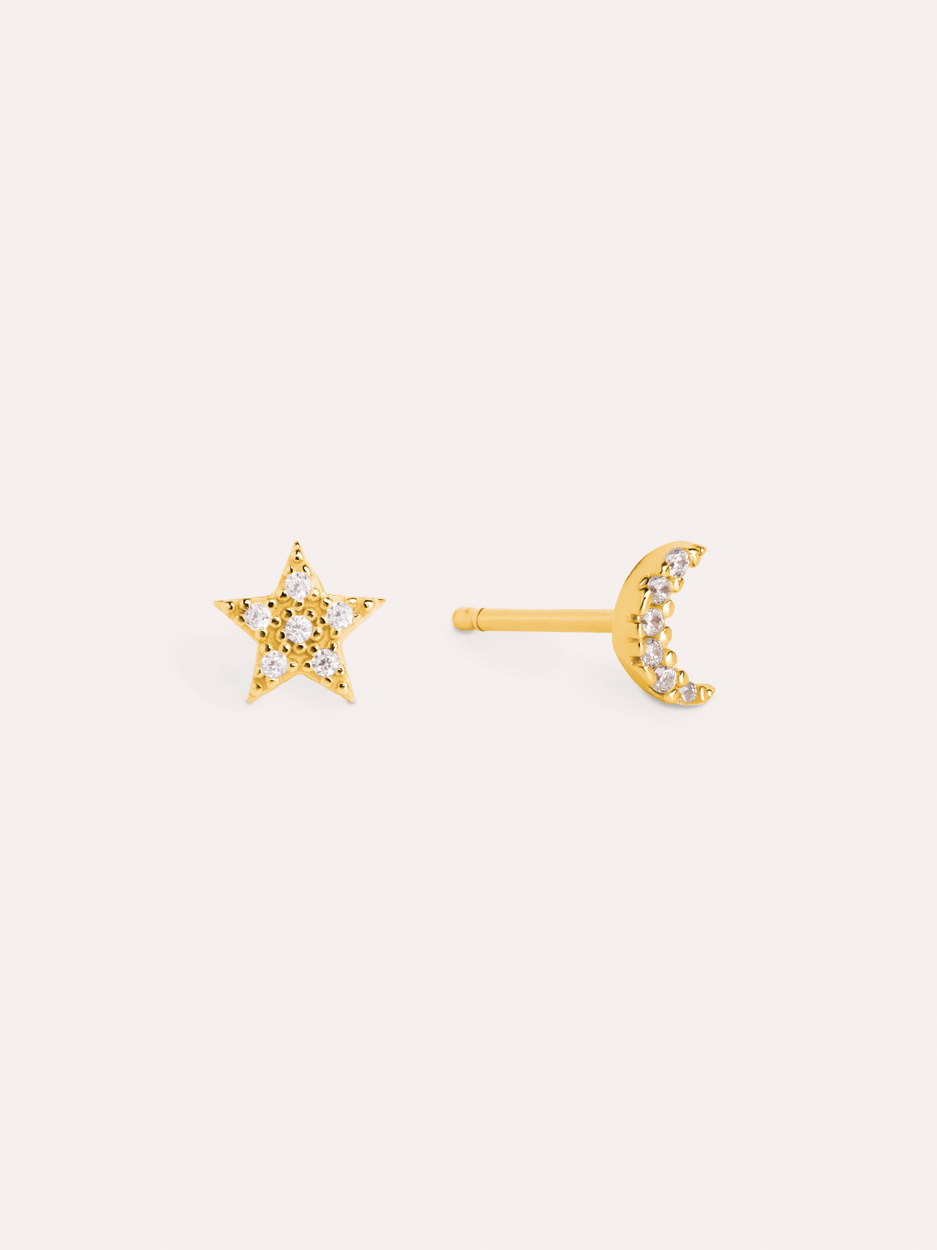 Moon & Star Gold Earrings