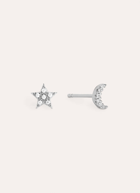 Moon & Star Silver Earrings